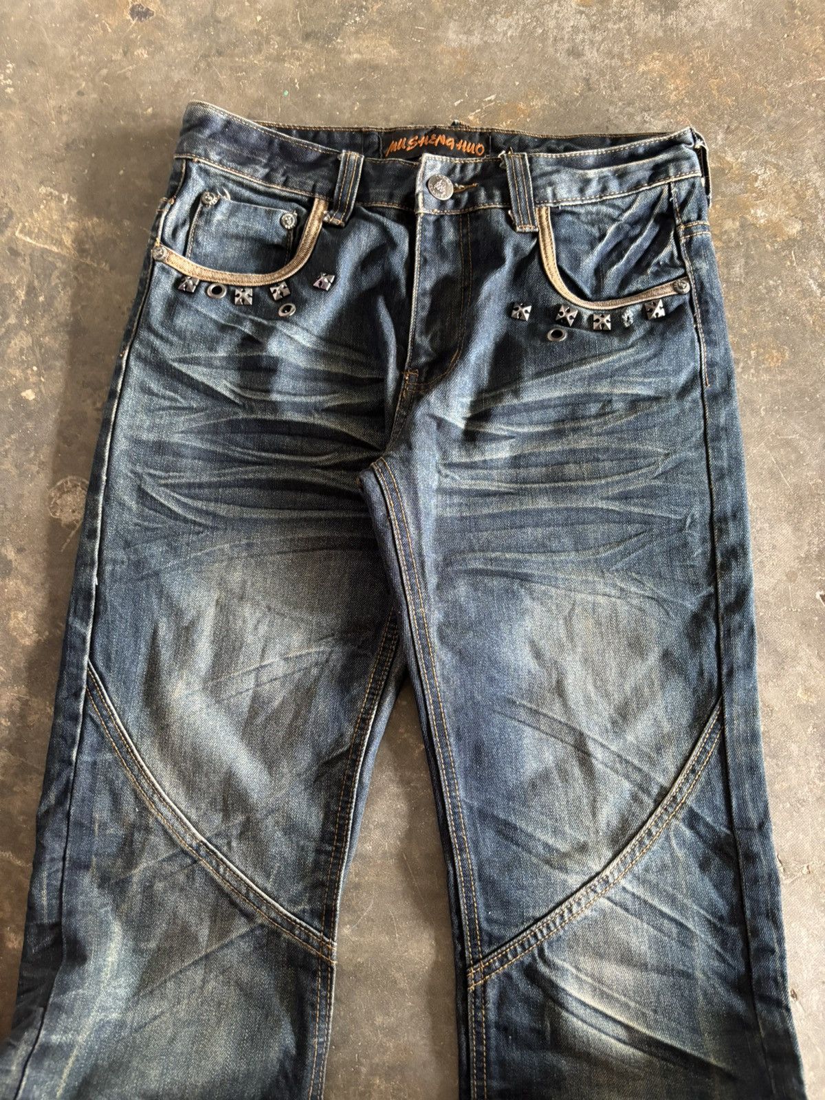 Hysteric Glamour Washed rusty whiskered jeans western bikers style grunge Size US 30 / EU 46 - 2 Thumbnail