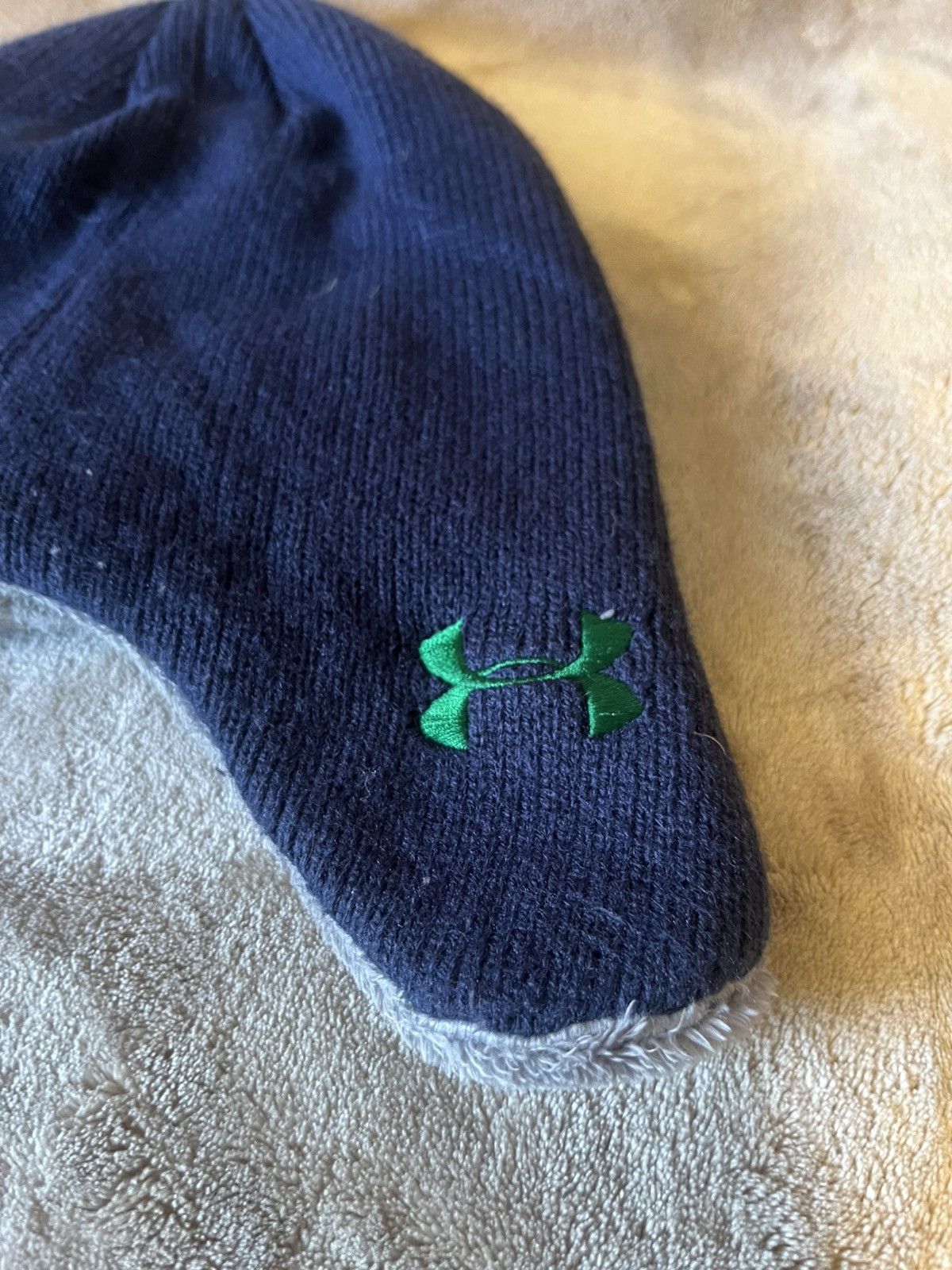 Under Armour Vintage Y2K Underarmor Notre Dame College Fur lined Cap Navy Size ONE SIZE - 11 Thumbnail