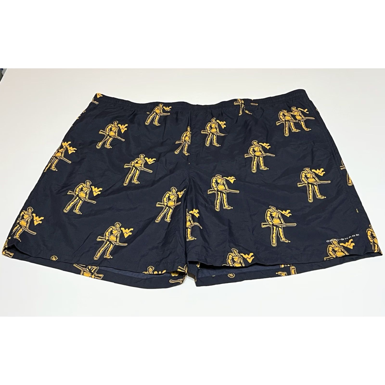 Vintage Columbia PFG Swim Trunks West Virginia Mountaineers Mens 3X Lined Short WVU Blue Beach Outdoor Trunks Mens Size US 39 - 2 Thumbnail