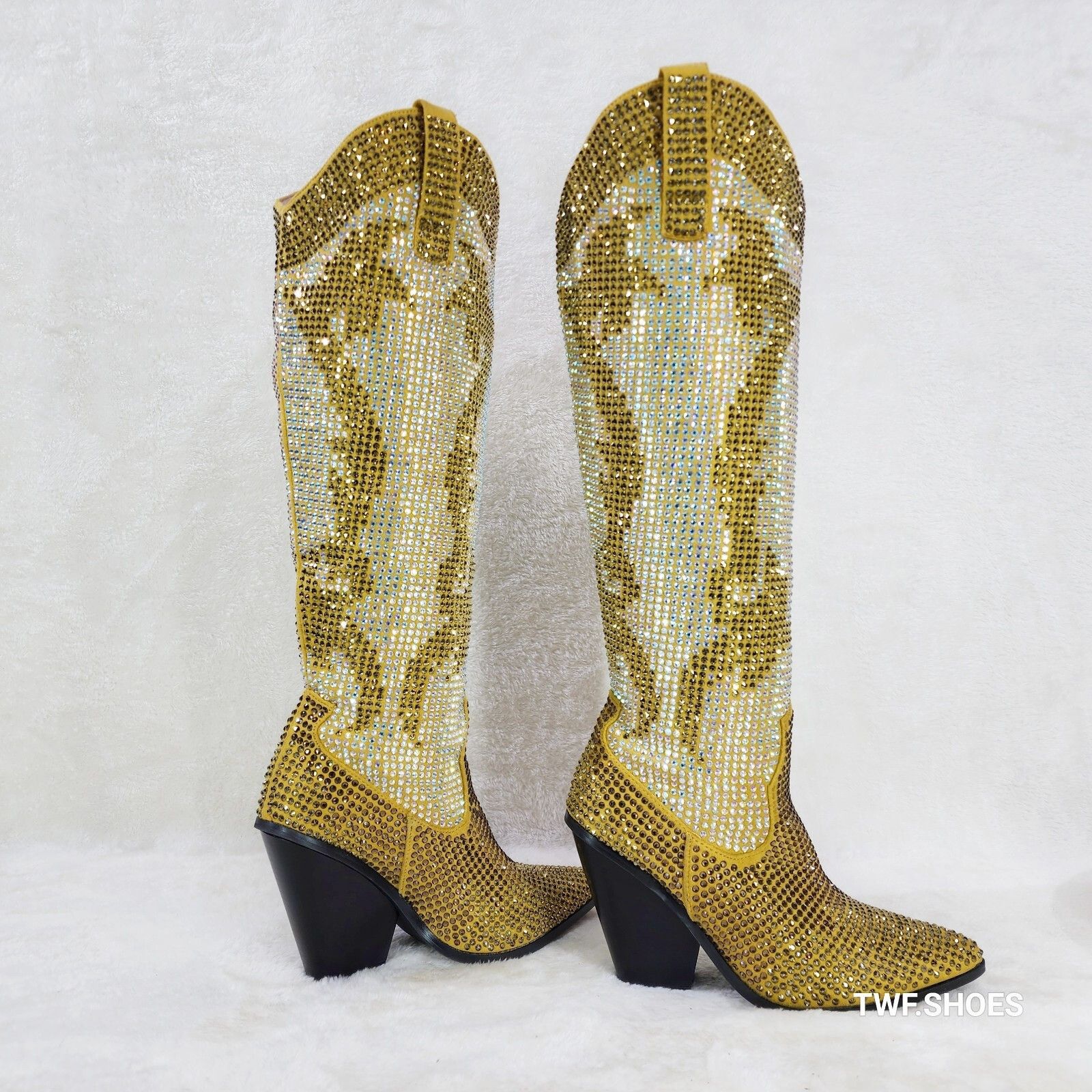 Other Gold Dust Cowgirl Country Western Glamour Rhinestones Boots Size US 8 / IT 38 - 6 Thumbnail