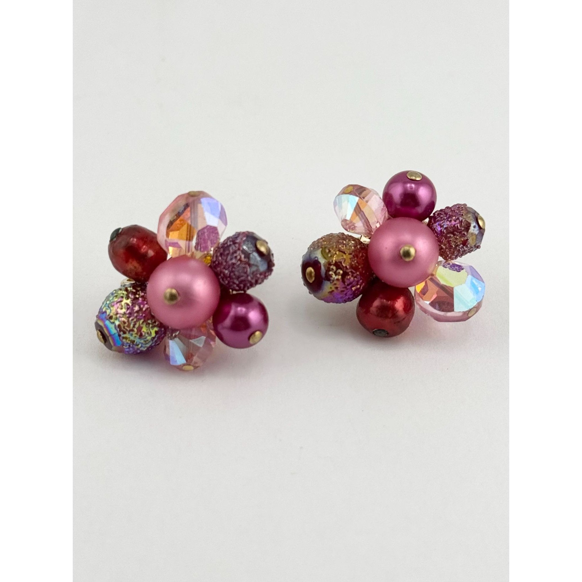 Vintage Vintage Vendome Pink Art Glass Crystal Earrings Size ONE SIZE - 4 Thumbnail