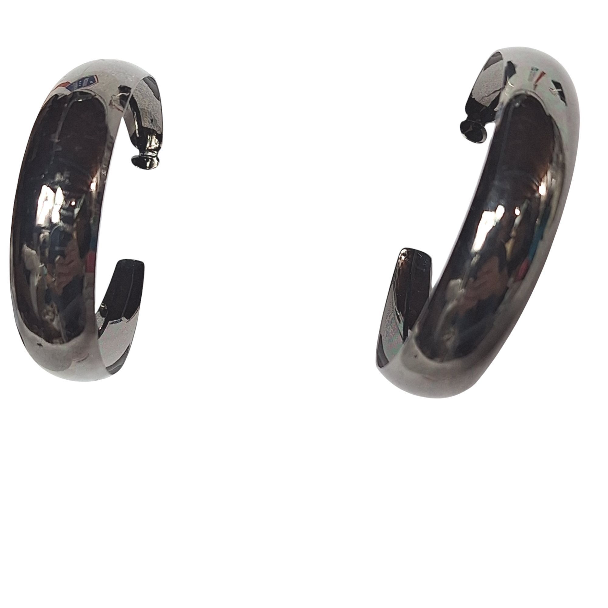Other Gunmetal Gray Hoop Earrings Bold Wide Flat Metal Cyber Goth Size ONE SIZE - 3 Thumbnail