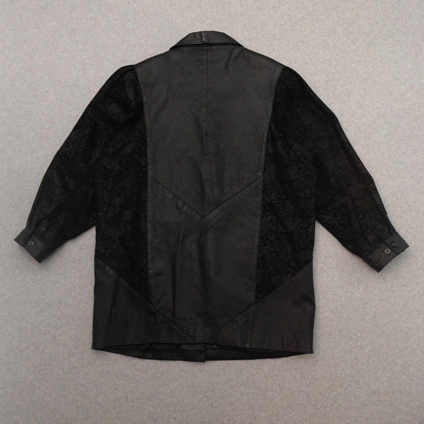 Vintage VTG Wilsons Leather Coat Jacket Womens L Puff Paisley Sleeves Black Size L / US 10 / IT 46 - 2 Thumbnail