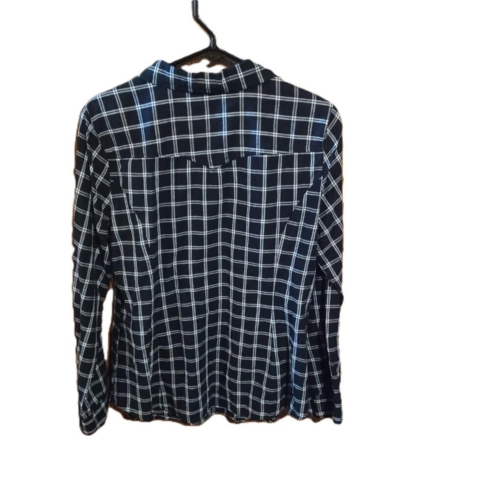 Other I💗Ronson Black & White Plaid Botton Down Blouse Fitted Size L / US 10 / IT 46 - 2 Thumbnail