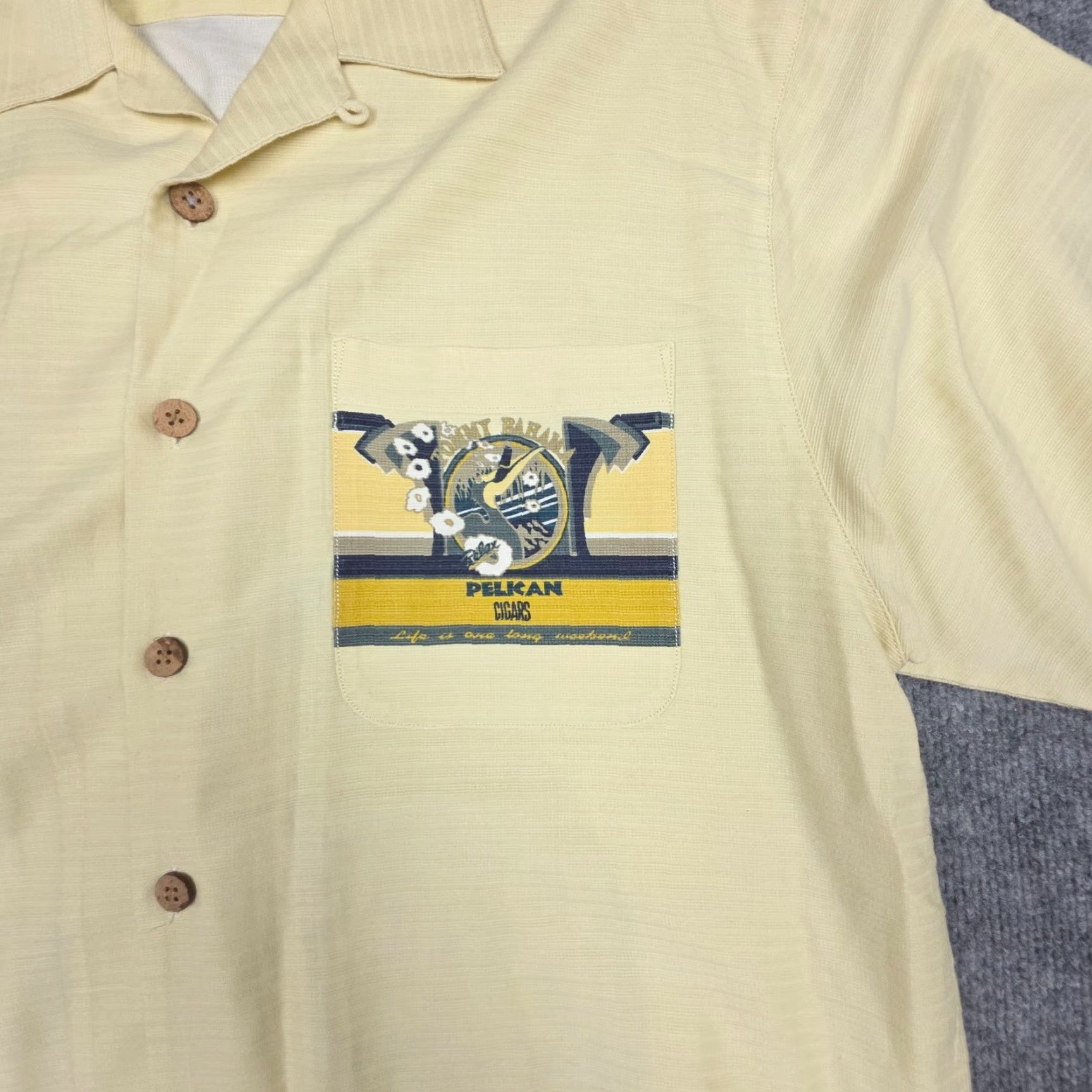 Tommy Bahama Tommy Bahama Embroidered Shirt Men's Large Yellow Button Rayon Blend *Marks Size US L / EU 52-54 / 3 - 4 Thumbnail