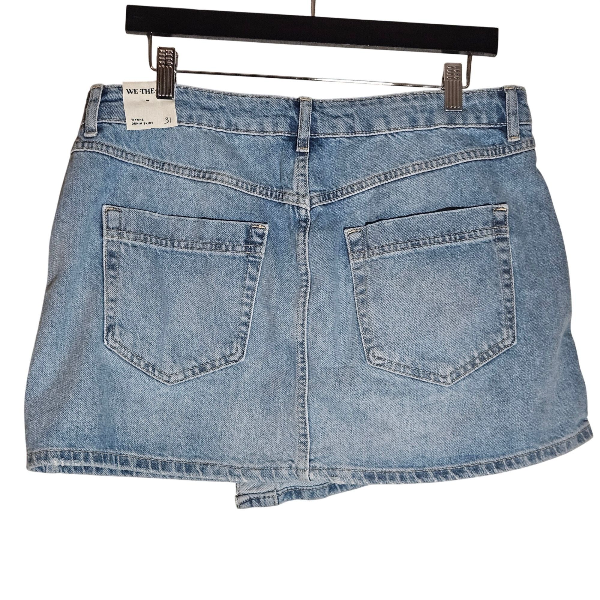 Free People NWT Free People Women’s Denim Mini Skirt 31 Asymmetrical Y2K Size 31" - 13 Thumbnail