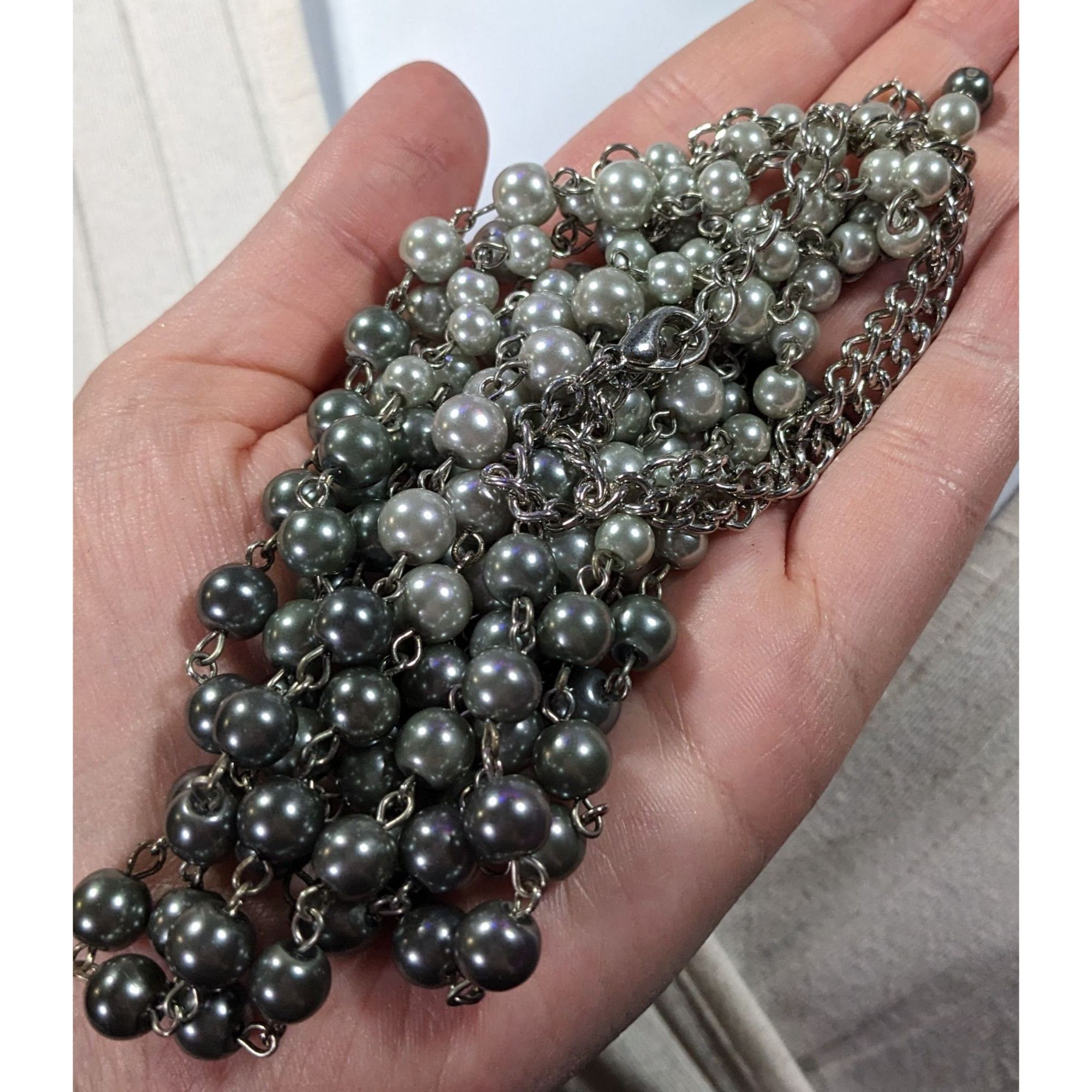 Other Elegant Glam Draped Dual Silver Tone Bib Necklace Size ONE SIZE - 3 Thumbnail