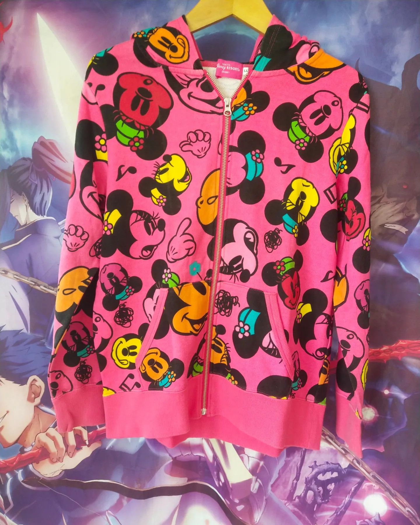 Disney Disney Minnie Mouse Pink AOP Resort Tokyo Cartoon Hoodie Size L / US 10 / IT 46 - 1 Thumbnail