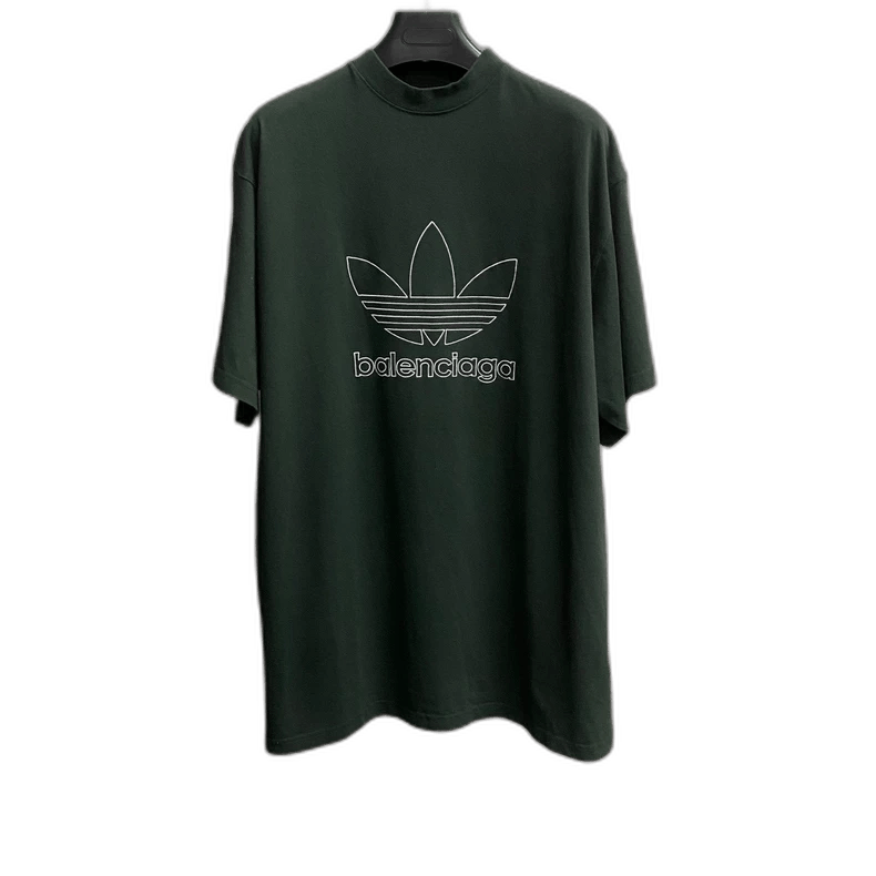Balenciaga Balenciaga Adidas Green Embroidered Short Sleeve Shirt Size US S / EU 44-46 / 1 - 1 Thumbnail