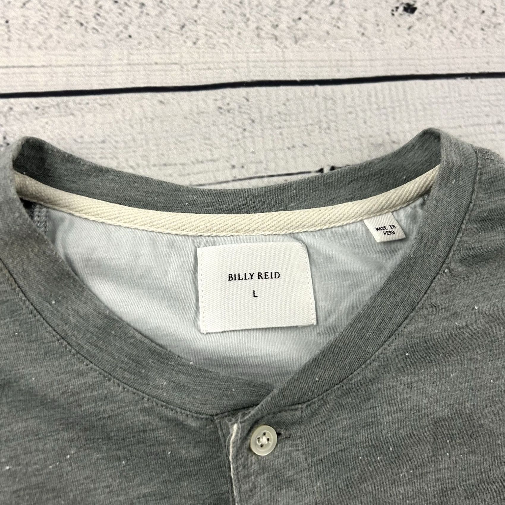 Billy Reid Billy Reid Short Sleeve Button-Up Henley Shirt Men's L Gray Size US L / EU 52-54 / 3 - 2 Thumbnail
