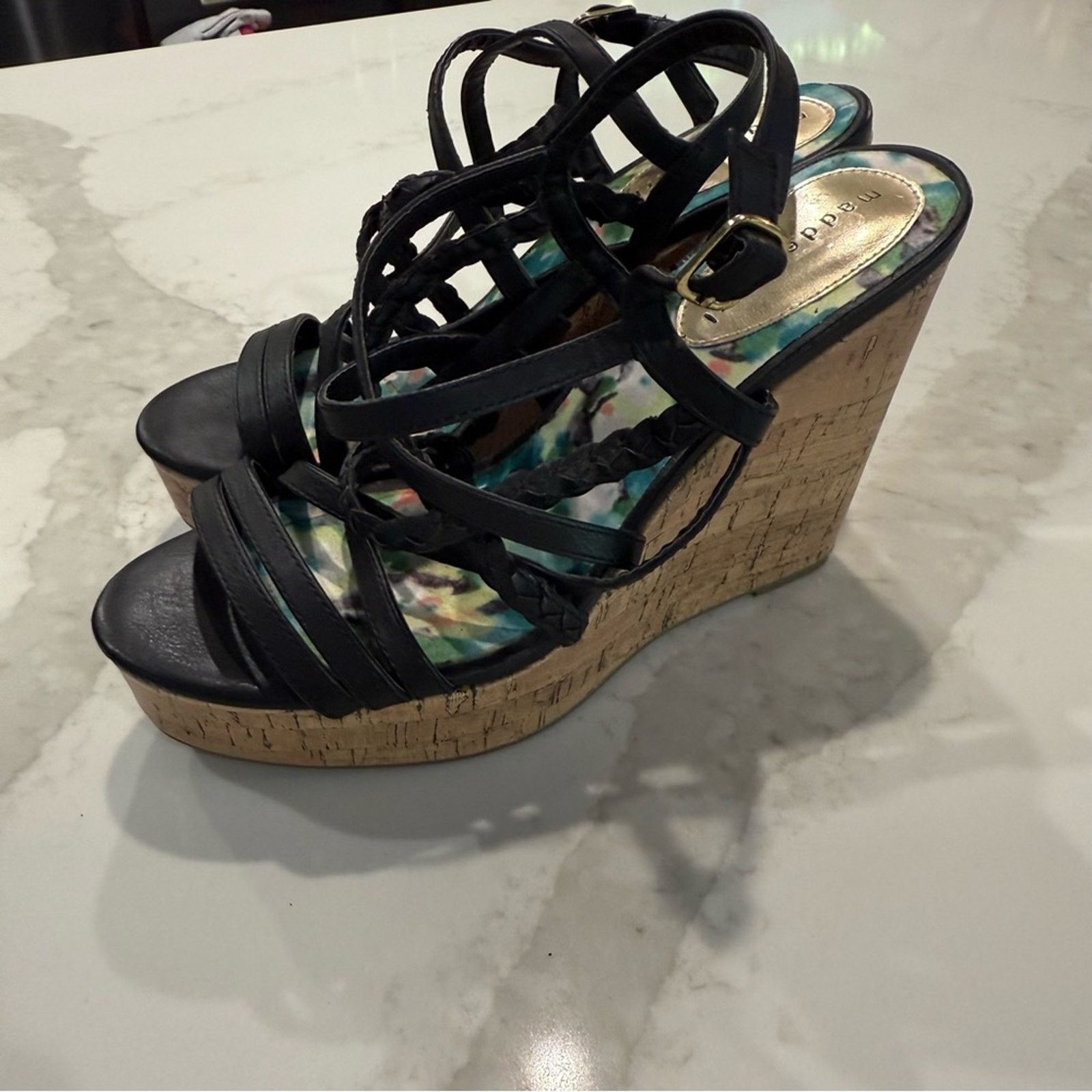 Madden NYC Madden Girl Strappy Platform Cork Wedge Sandals Women's 9M Size US 9 / IT 39 - 9 Thumbnail
