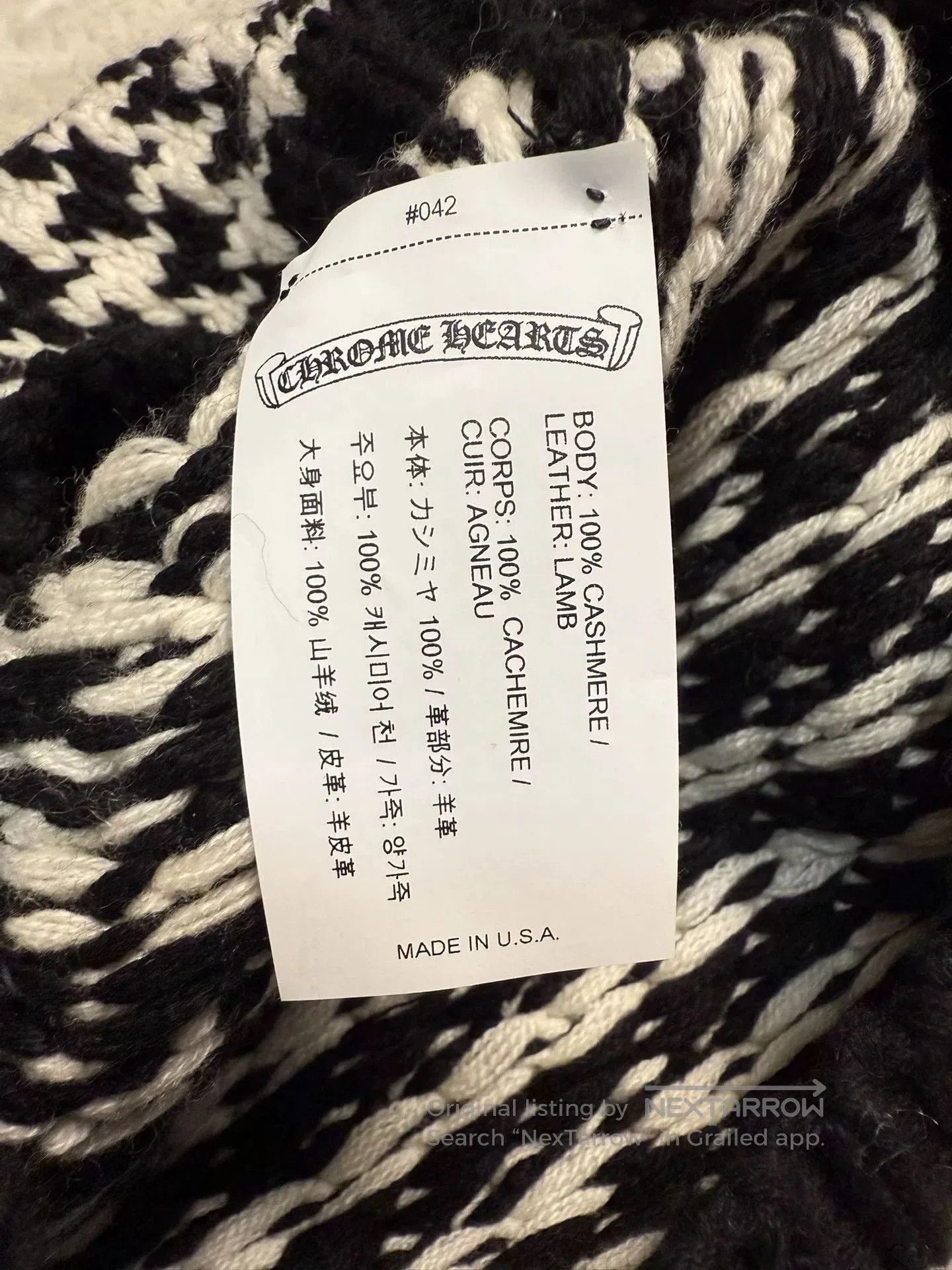 Chrome Hearts Chrome Hearts Cross Leather Patch Houndstooth Cashmere Bean Size ONE SIZE - 5 Thumbnail