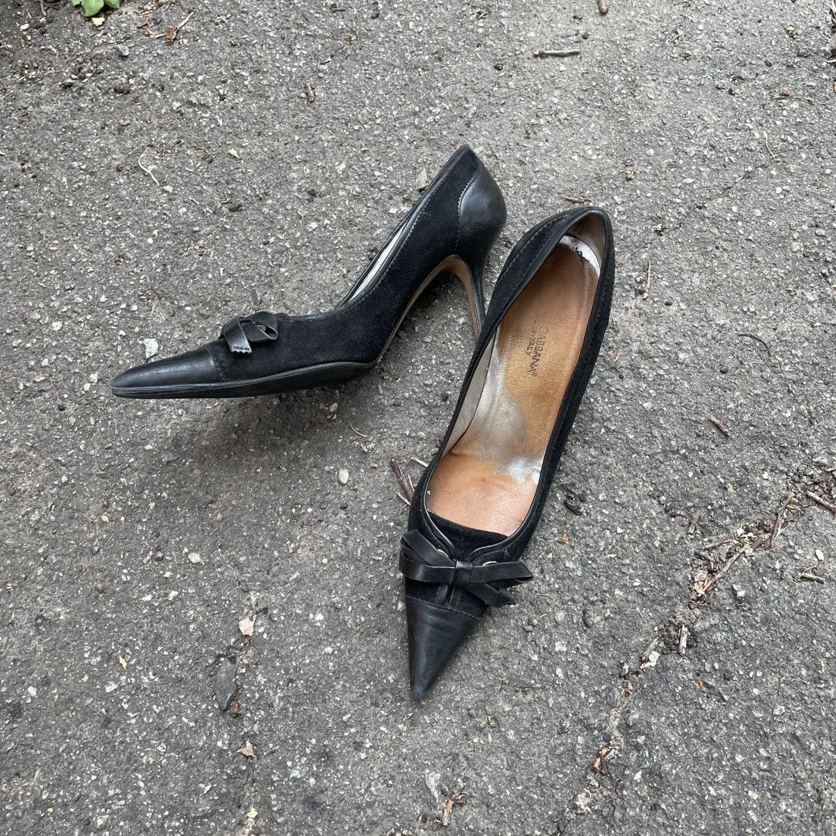 Dolce & Gabbana 39.5 Dolce Gabbana Black Leather Sling Heels Pumps slip shoe Size US 8.5 / IT 38.5 - 1 Thumbnail