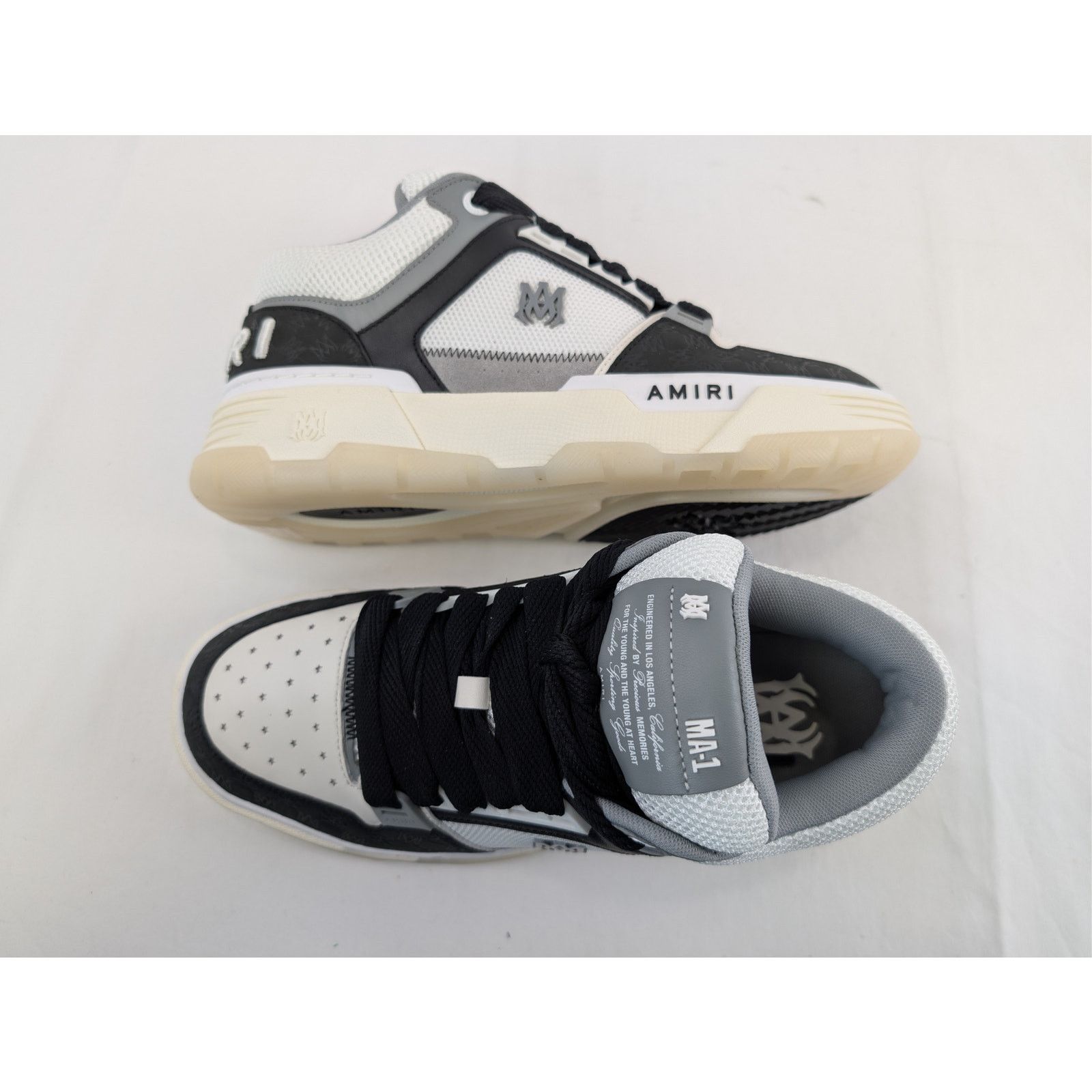 Amiri o1rshd1 MA-1 Quad Debossed Nubuck Sneakers in Black Size US 12 / EU 45 - 1 Thumbnail
