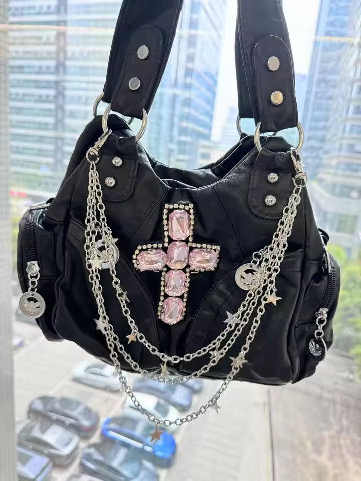 Handmade Y2K Punk Leather Shoulder Bag