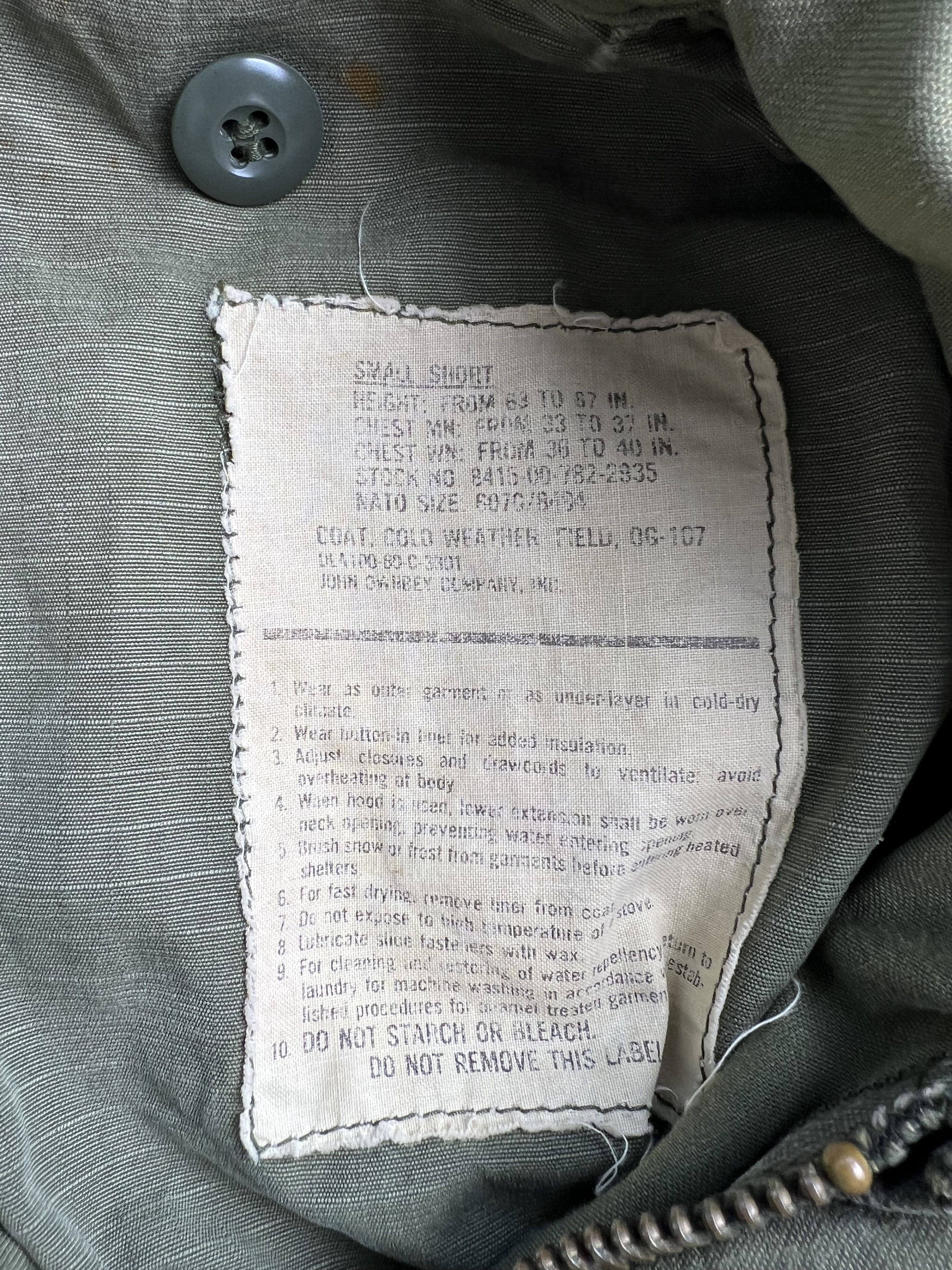 Other FIELD JACKET M65 US ARMY OG-107 GREEN Size US S / EU 44-46 / 1 - 4 Thumbnail