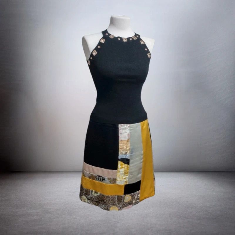 Christian Lacroix Vintage ChristianLacroix Patchwork Silk Skirt 90 Art Couture Size 30" / US 8 / IT 44 - 1 Thumbnail