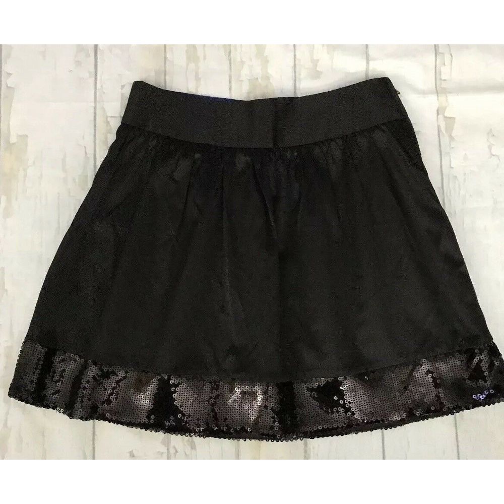 Other Women's STUDIO Y Black Satin & Sequin A-line Skirt, NWT Size 26" / US 2 / IT 38 - 1 Thumbnail