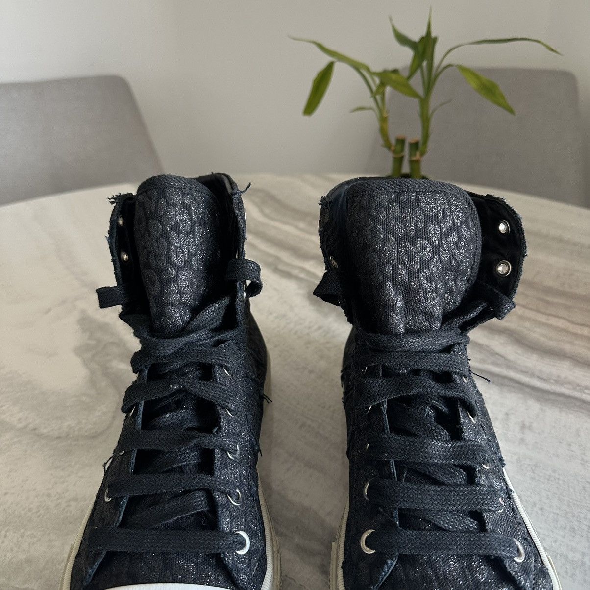 Amiri Amiri Sunset Glitter Leopard Black High Top Canvas Sneakers Size US 8 / EU 41 - 4 Thumbnail