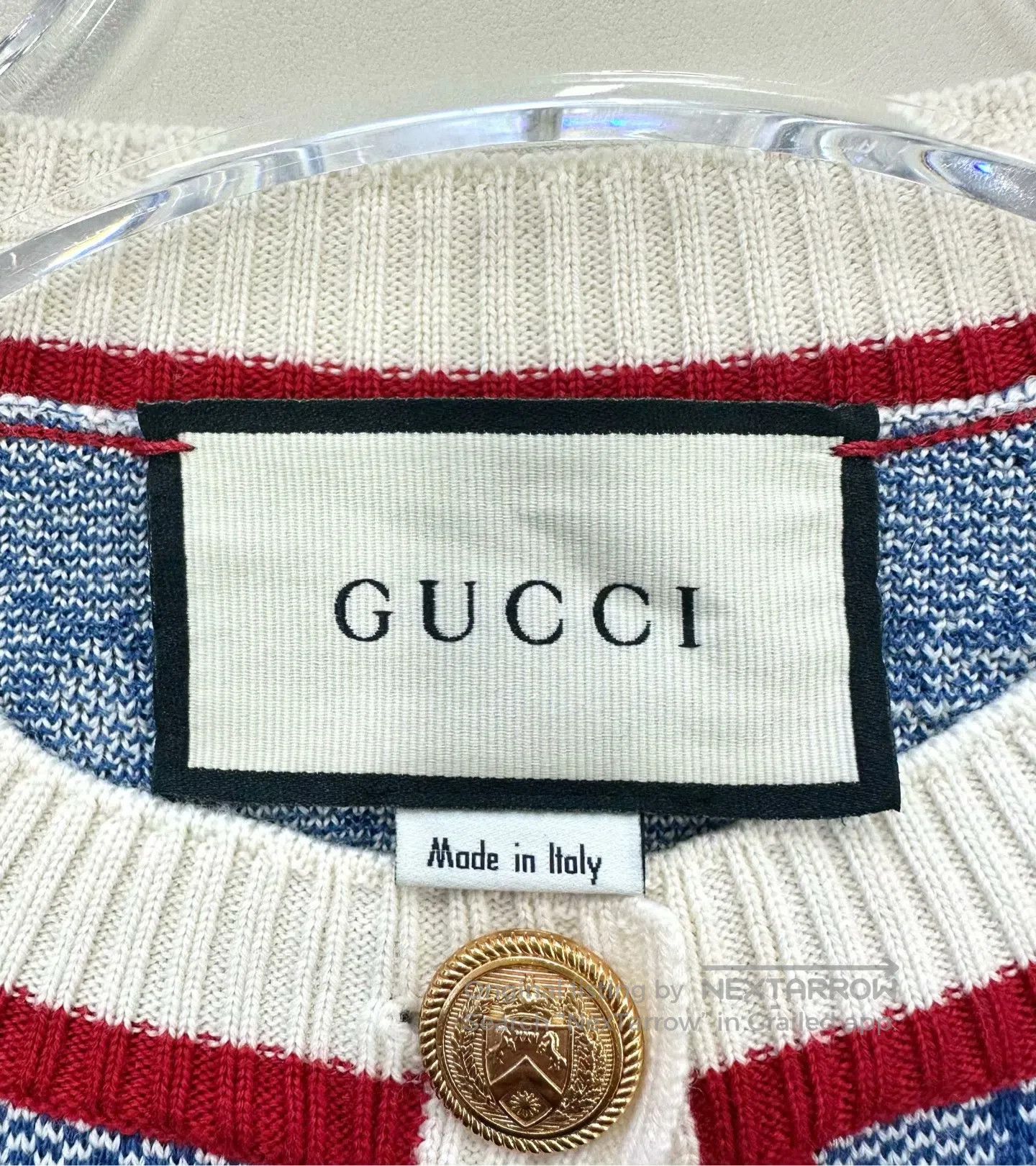 Gucci Guicci Blue Metal Button All-over Printed Knit Cardigan| Size US XS / EU 42 / 0 - 3 Thumbnail