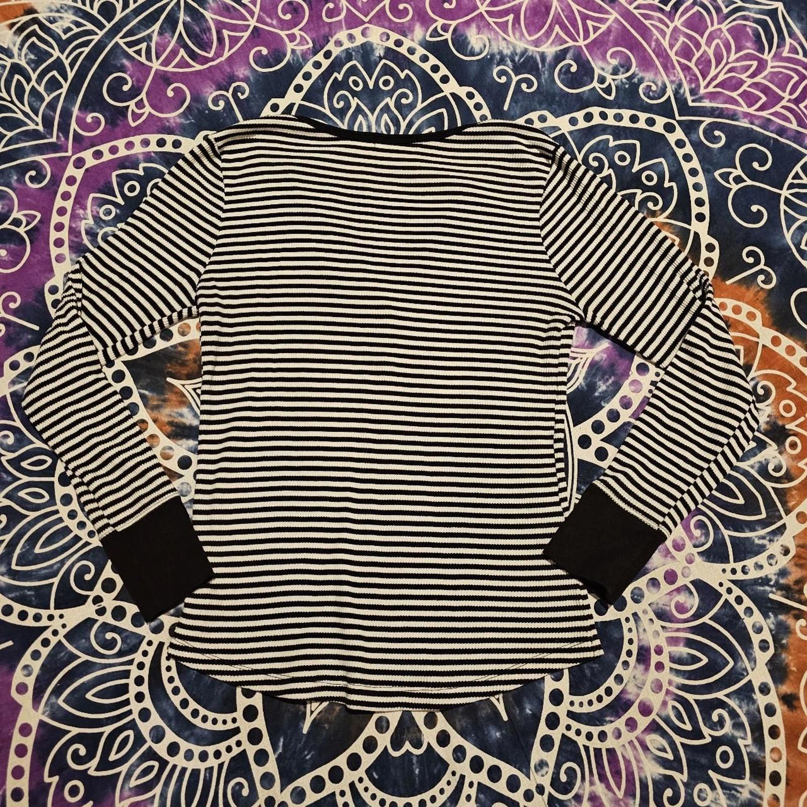 Faded Glory Faded Glory Women's Black and White Stripped Thermal Shirt Size M / US 6-8 / IT 42-44 - 7 Thumbnail