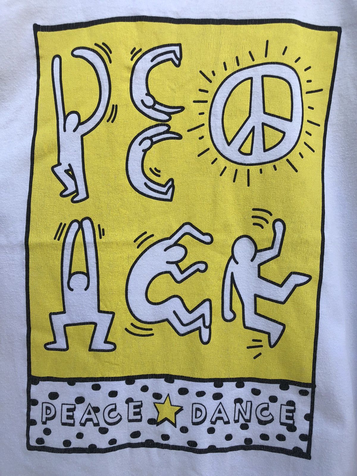 Japanese Brand × Keith Haring × Vintage Vintage 90s Keith Haring Peace Dance Tshirts Size US M / EU 48-50 / 2 - 7 Thumbnail