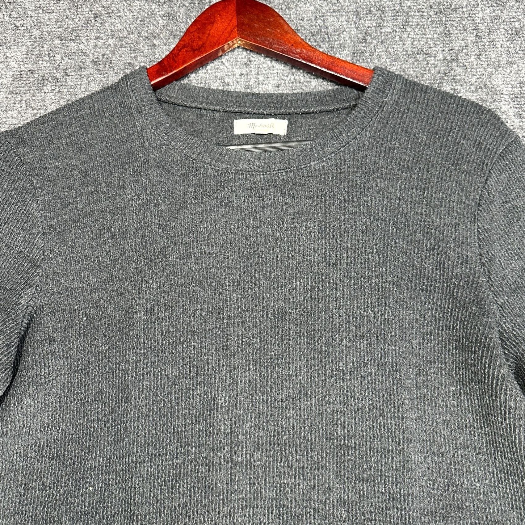 Madewell Madewell Top Womens Large Ruffle Cuff Ribbed Knit Top Long Sleeve Gray Size L / US 10 / IT 46 - 4 Thumbnail