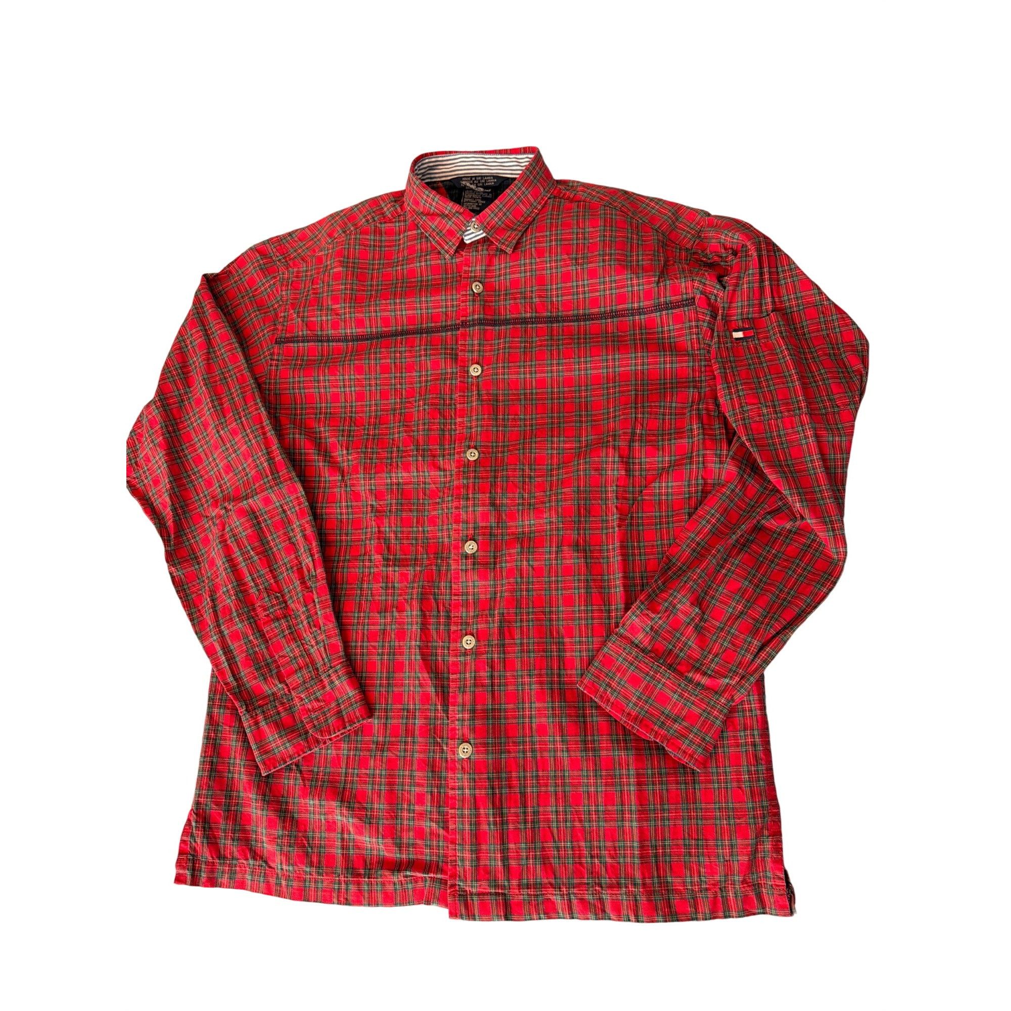 Tommy Hilfiger Vintage Tommy Hilfiger Red Plaid Long Sleeve Pocket Flag But Size L / US 10 / IT 46 - 1 Thumbnail