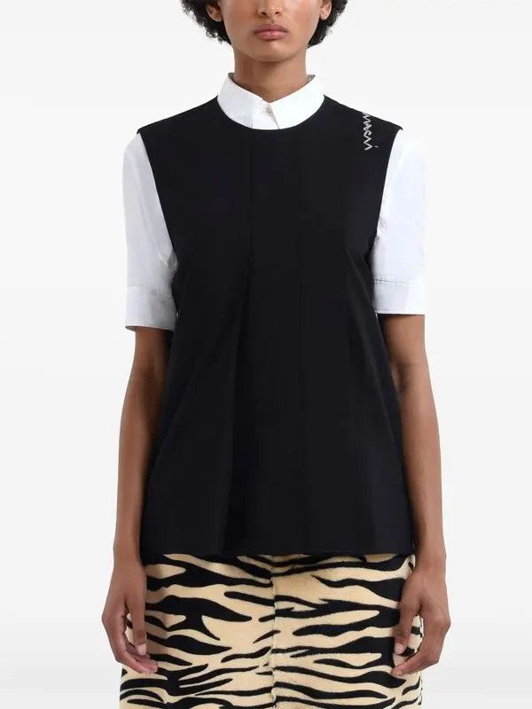 Marni o1w1db10426 Logo-Embroidered Vest in Black Size L / US 10 / IT 46 - 2 Thumbnail