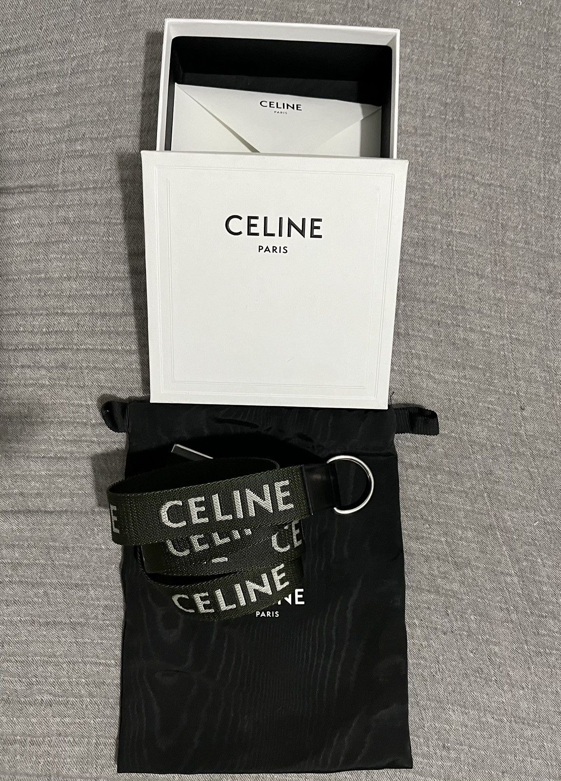 Celine double loop belt green