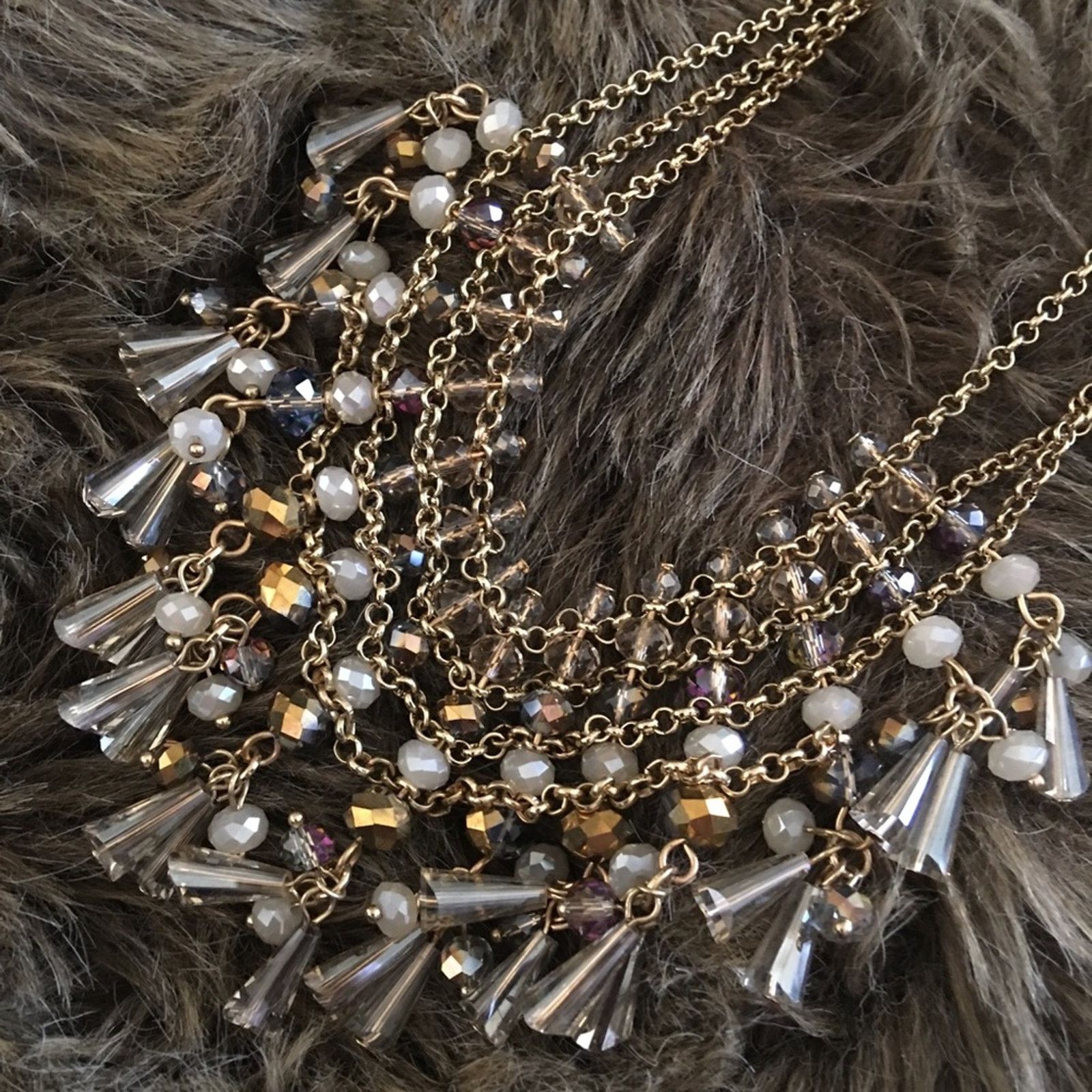 Jewelry Multi tone faceted glass stone bib necklace Size ONE SIZE - 7 Thumbnail