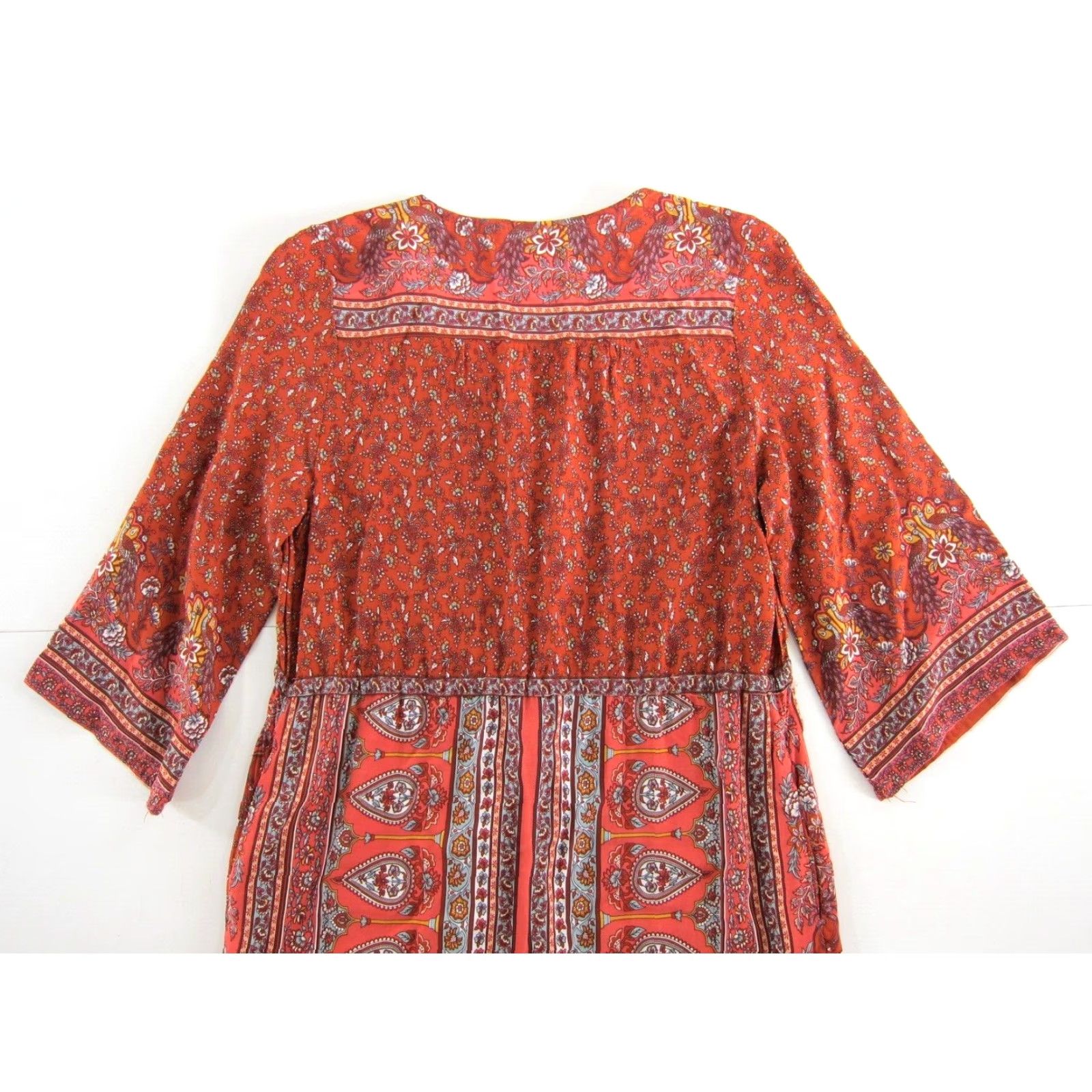 Vintage So Perla Maxi Dress Floral Red Blue Yellow Paisley Pockets Long Sun Dress M Womens Regular Red Floral 2010s Size M / US 6-8 / IT 42-44 - 6 Thumbnail