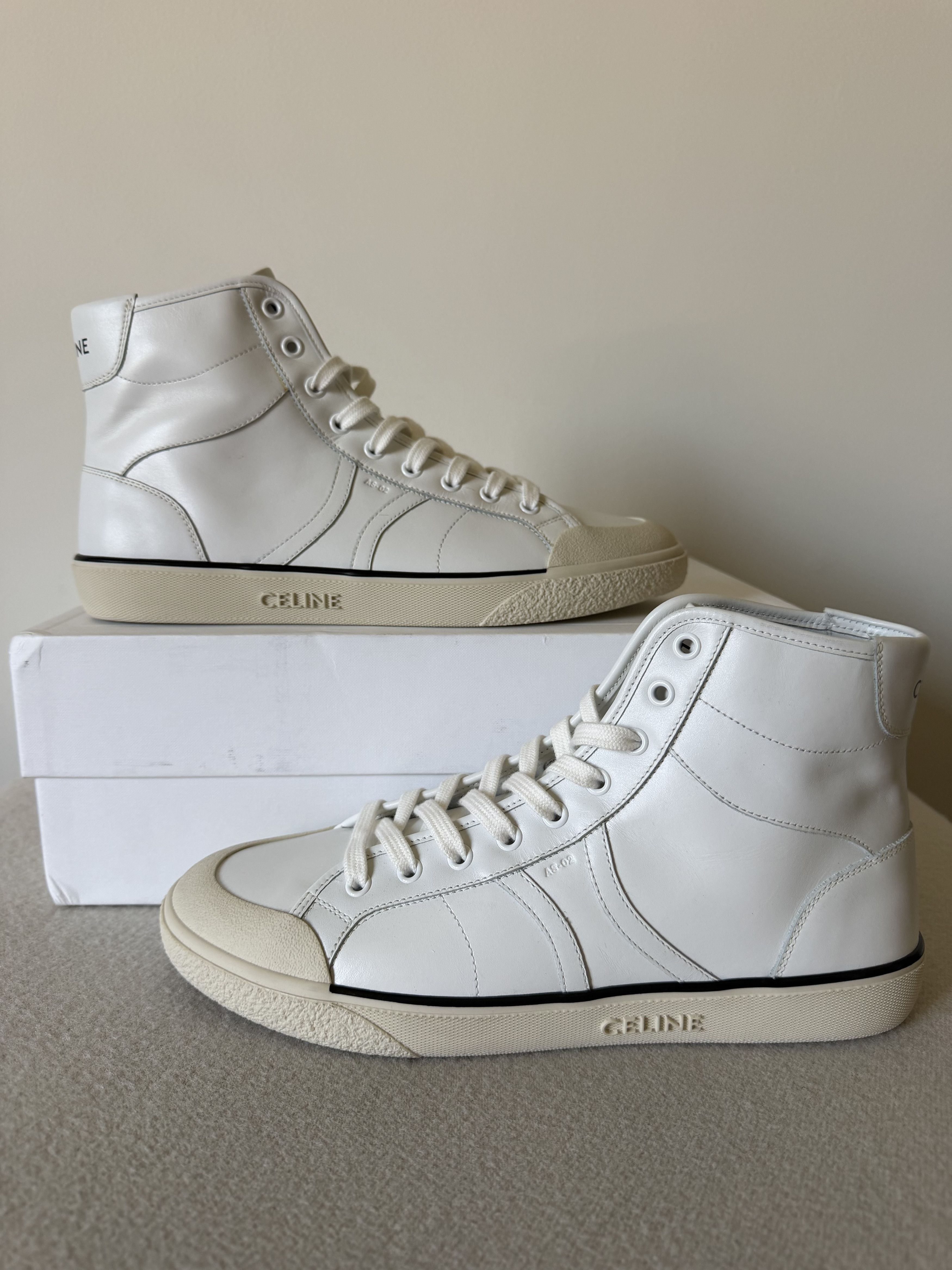 Celine Celine Alan AS-02 Mid Sneakers in White Calfskin Size US 9 / EU 42 - 2 Thumbnail