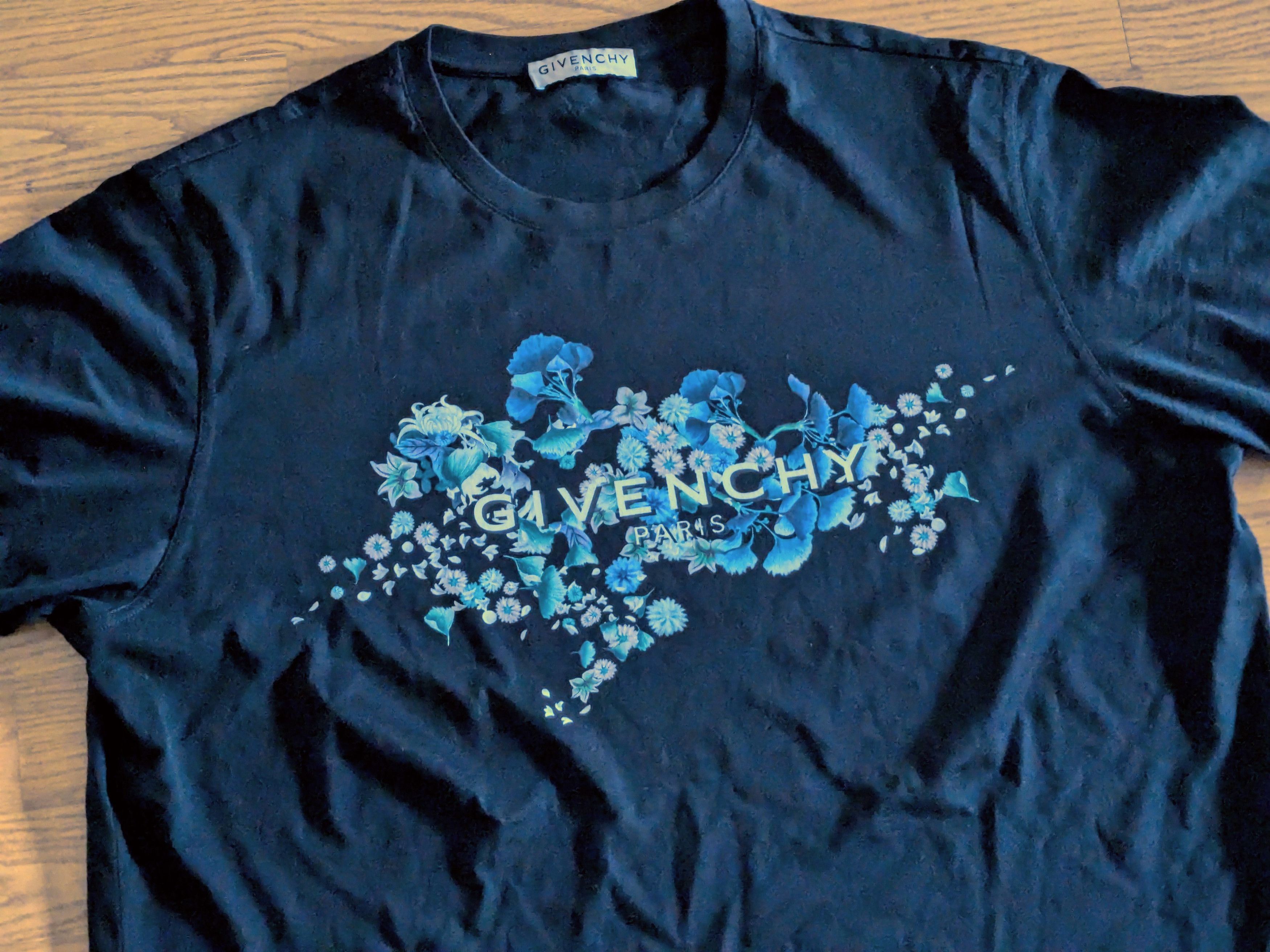 Givenchy Givenchy Floral Tshirt Black Blue Medium Short Sleeve Size US M / EU 48-50 / 2 - 3 Thumbnail