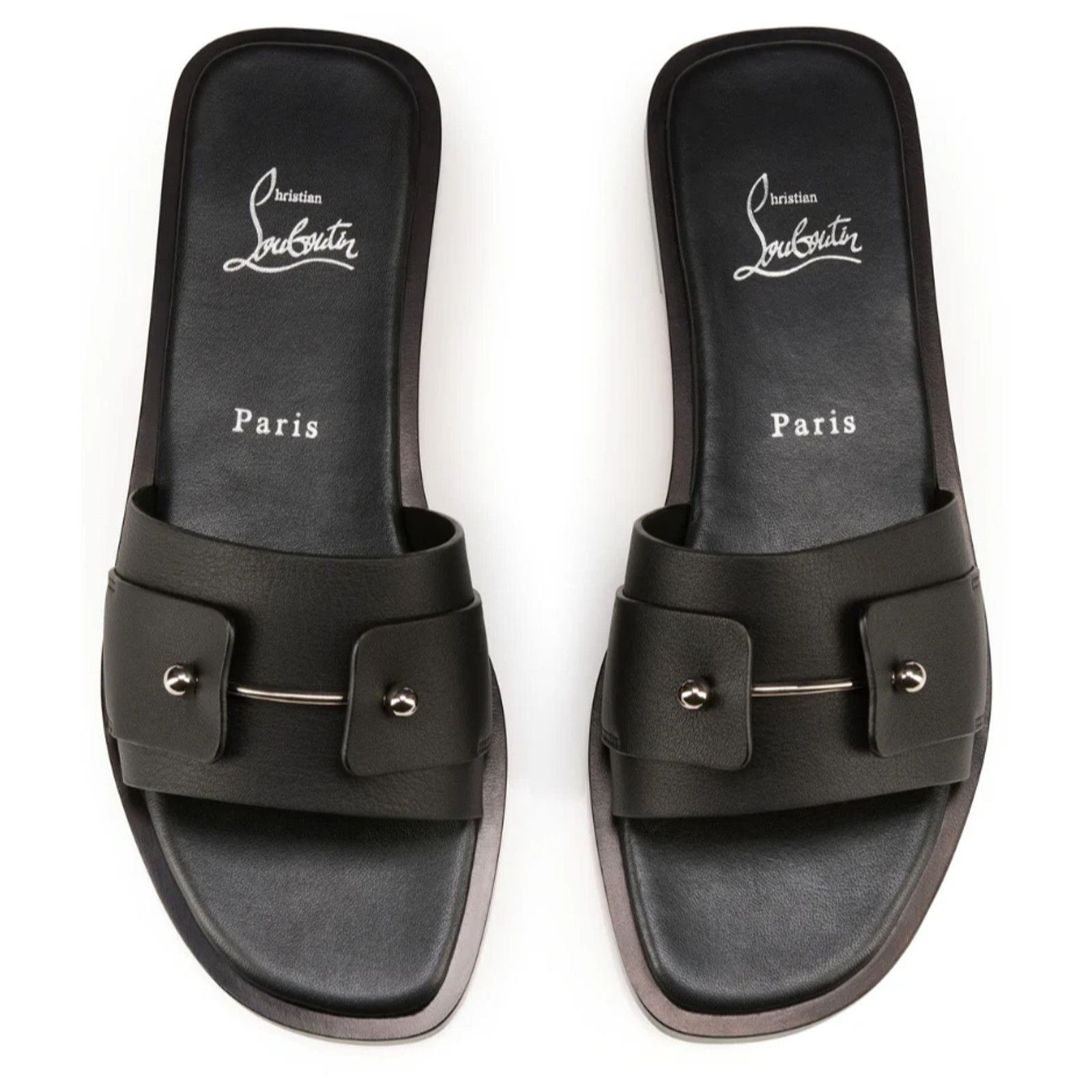 Christian Louboutin Christian Louboutin Chambelimule Flat Black Slide Sandal 38 Size US 7 / IT 37 - 8 Thumbnail