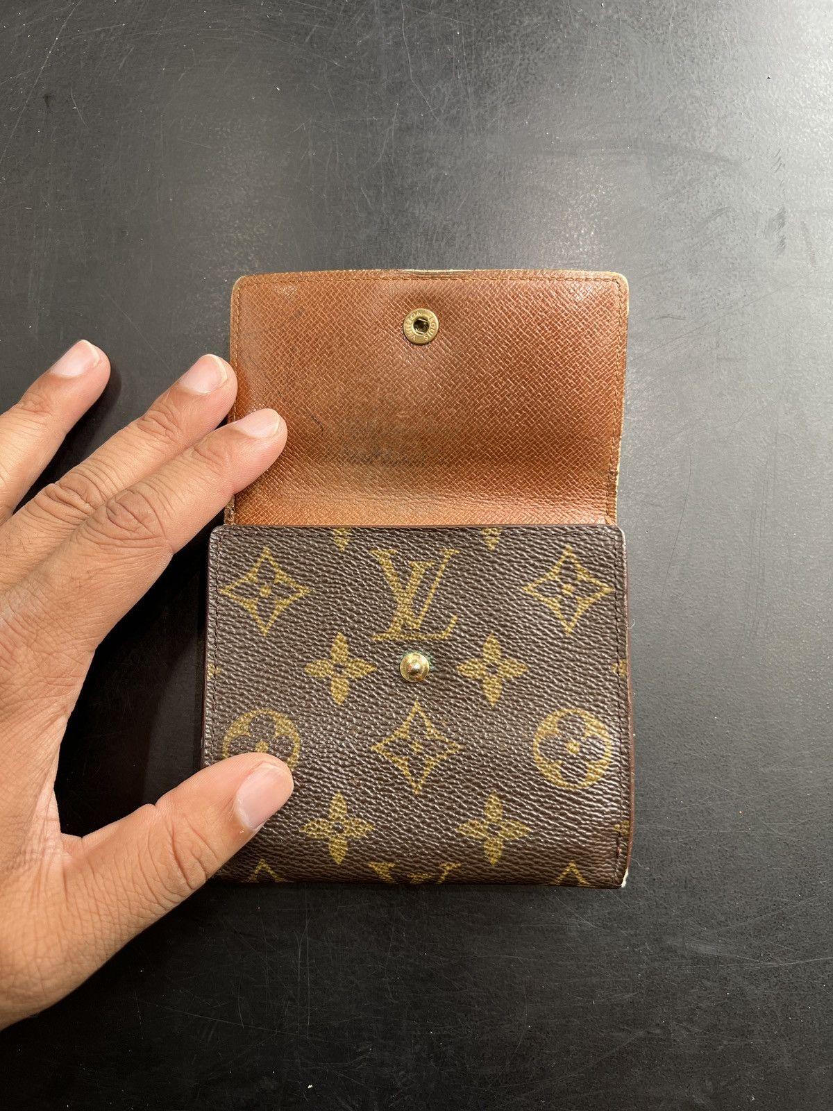 Louis Vuitton × Vintage Louis Vuitton Monogram Leather Button Fold Wallet Size ONE SIZE - 5 Thumbnail