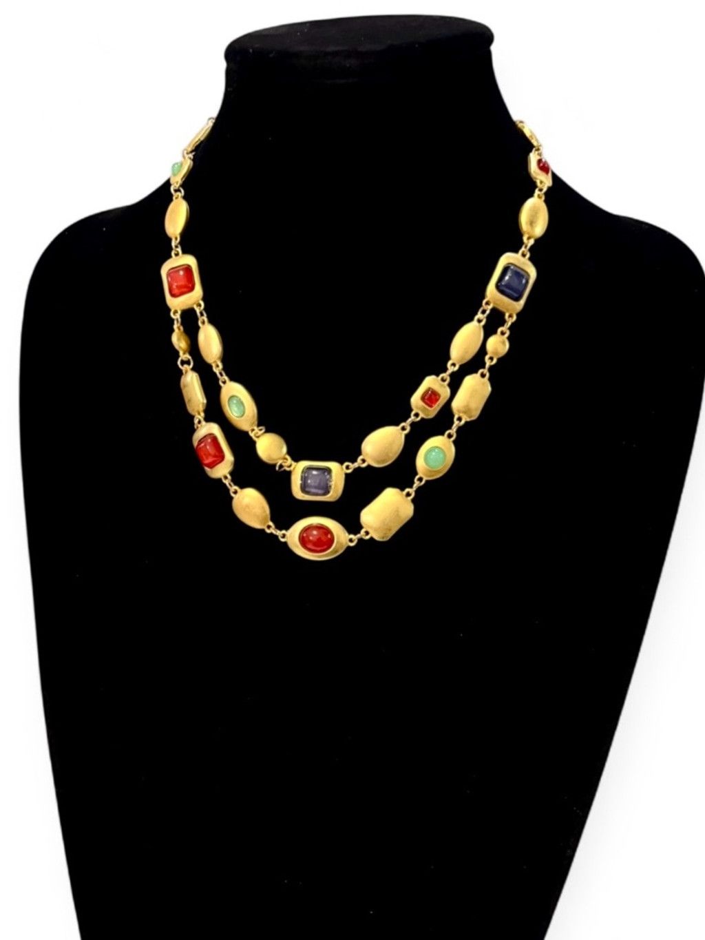 Neiman Marcus Luxury Gold Multi-Stone Double Strand Necklace | NEW Size ONE SIZE - 8 Thumbnail