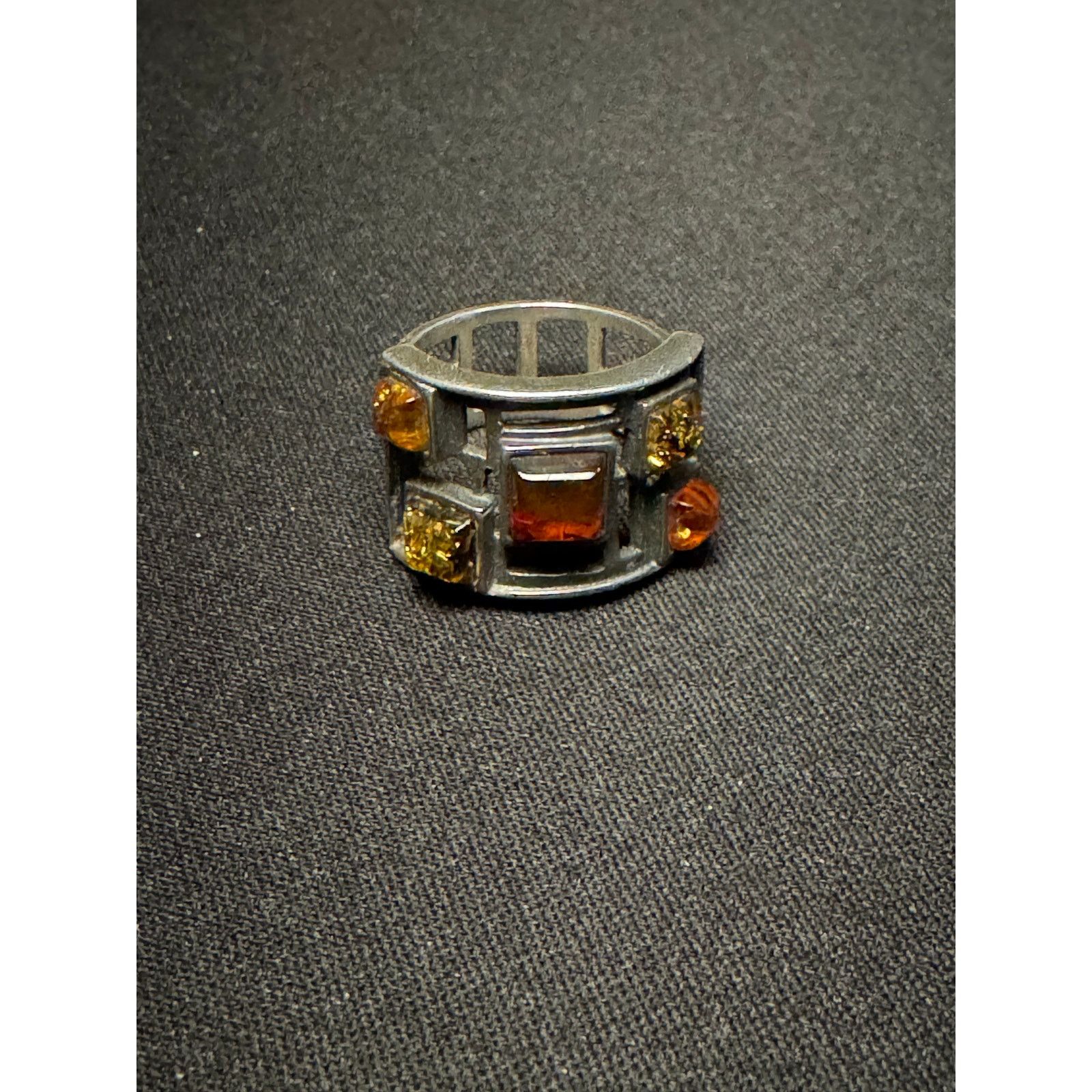 Other 925 Silver 5 Shades of Amber Size 7 Cut Out Ring Size ONE SIZE - 5 Thumbnail