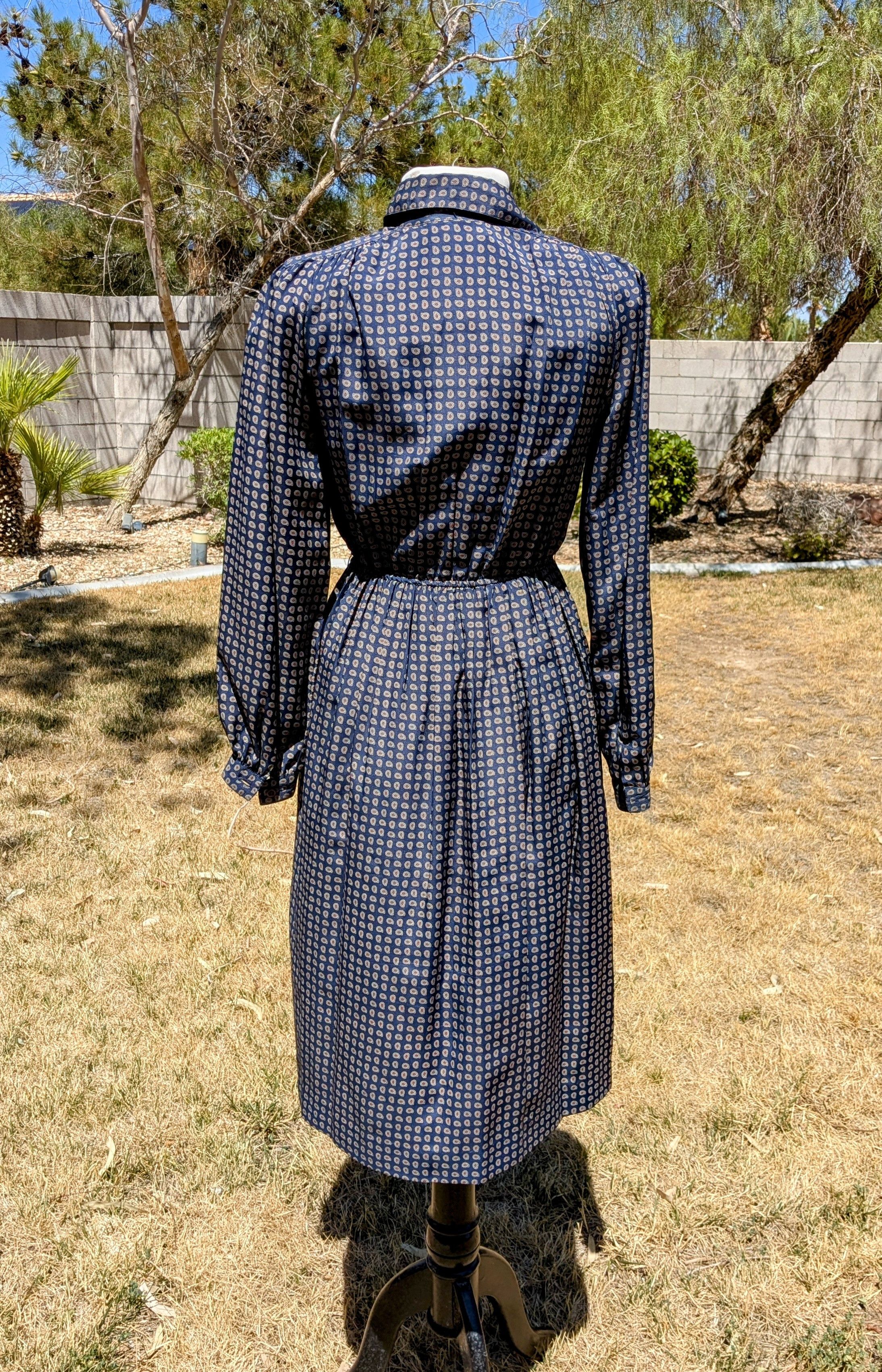 Vintage Vintage 1980s Paisley Talbots Petites 2P Midi Blouson Dress Size XS / US 0-2 / IT 36-38 - 4 Thumbnail