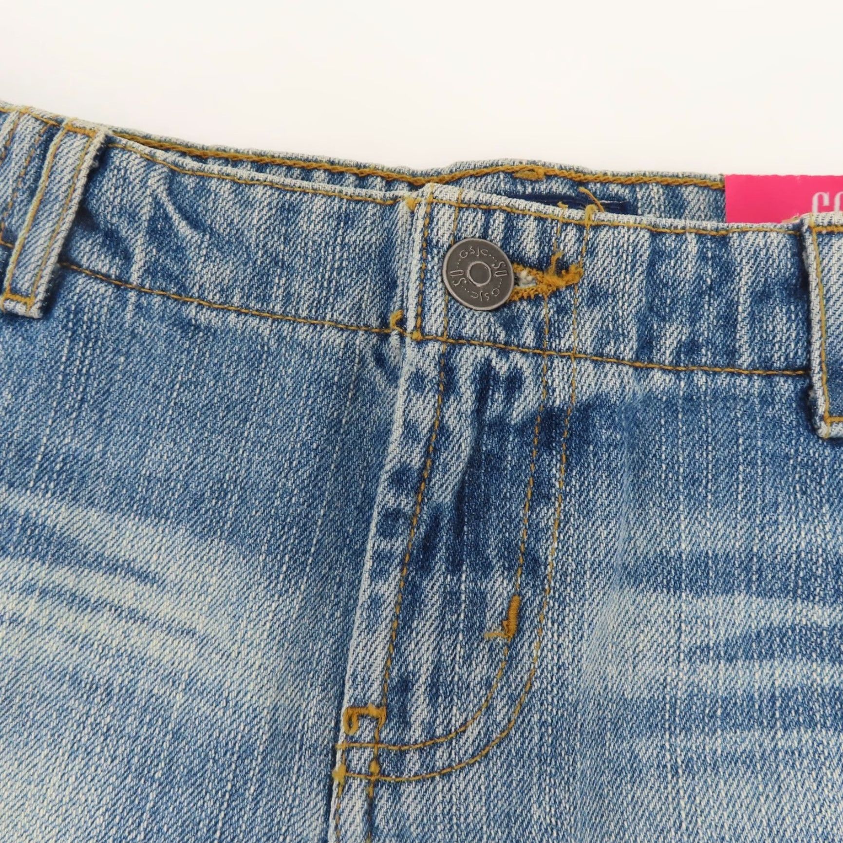 Denime VINTAGE SO Juniors 11 No Waist Blue Denim City Shorts 3in Inseam Whiskered NEW Jeans Hot Pants Girls Size 32" / US 10 / IT 46 - 3 Thumbnail