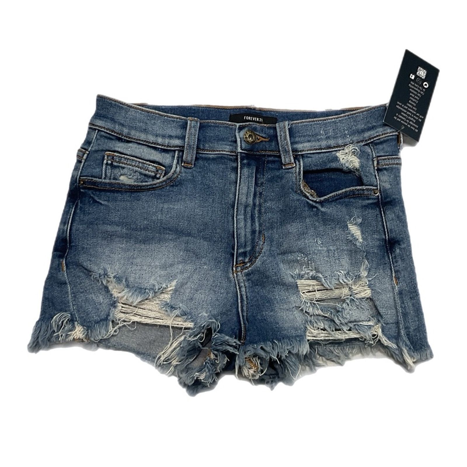 Forever 21 Forever 21 Distressed Cut-Off Denim Shorts Size 26" / US 2 / IT 38 - 1 Thumbnail