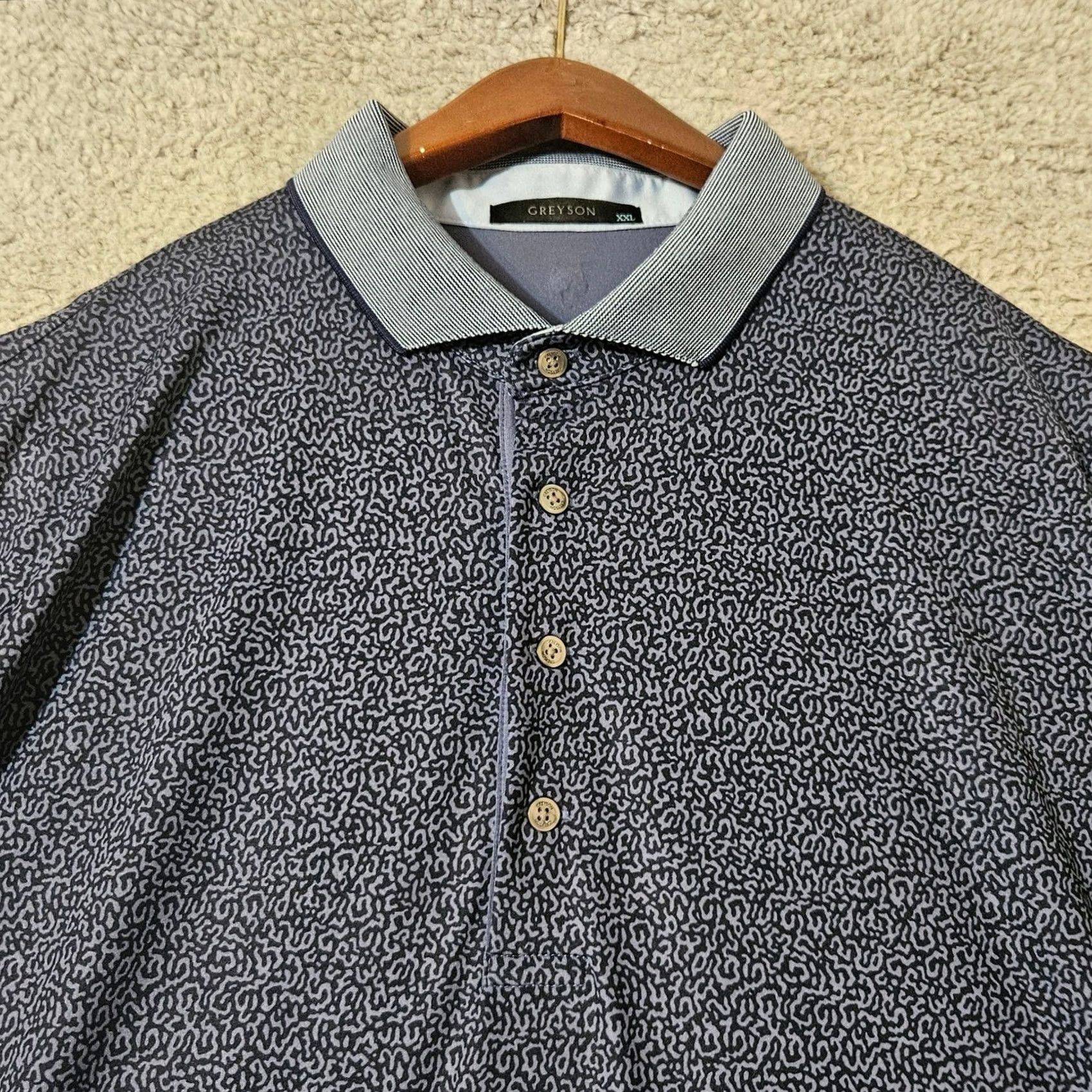 Vintage Greyson Polo Men's XXL Blue Camo Wolf Performance Stretch Golf Navy Print Size US XXL / EU 58 / 5 - 2 Thumbnail