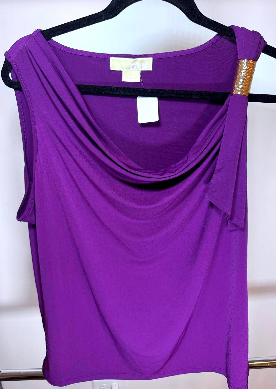 Michael Kors Michael Kors Stylish Draped Top - XL, Imperial Purple Size XL / US 12-14 / IT 48-50 - 1 Thumbnail