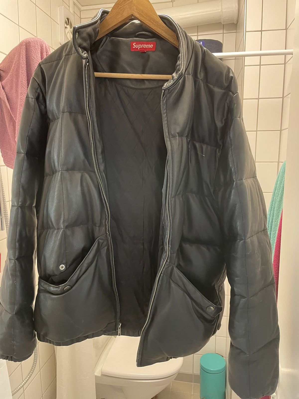 Supreme Leather Down Jacket | Grailed