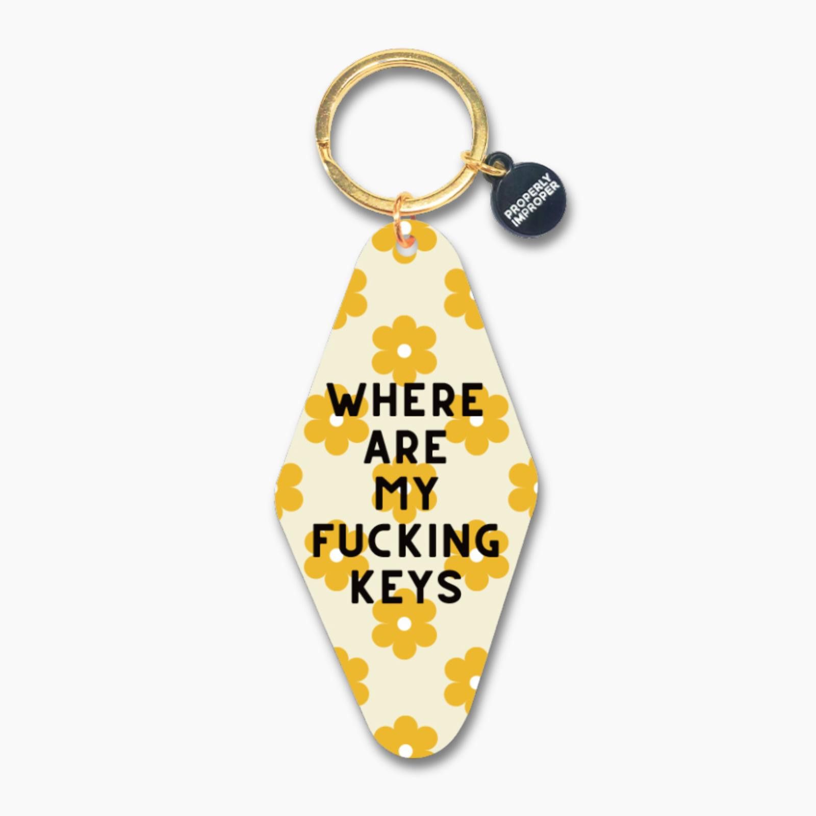 Other Printed Keychain Yellow Floral Where Are My Fucking Keys Size ONE SIZE - 1 Preview