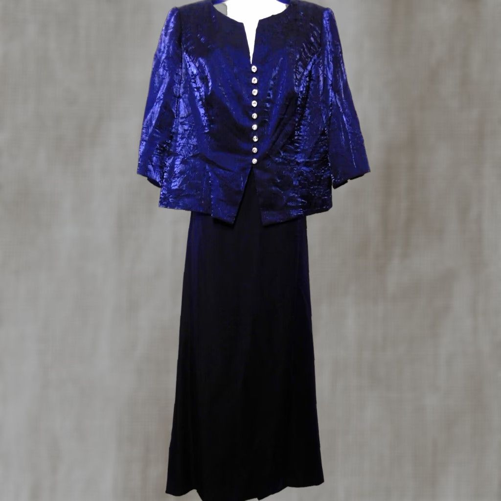 Alex Evenings piece Long Dress 16P Shimmery Midnight Blue