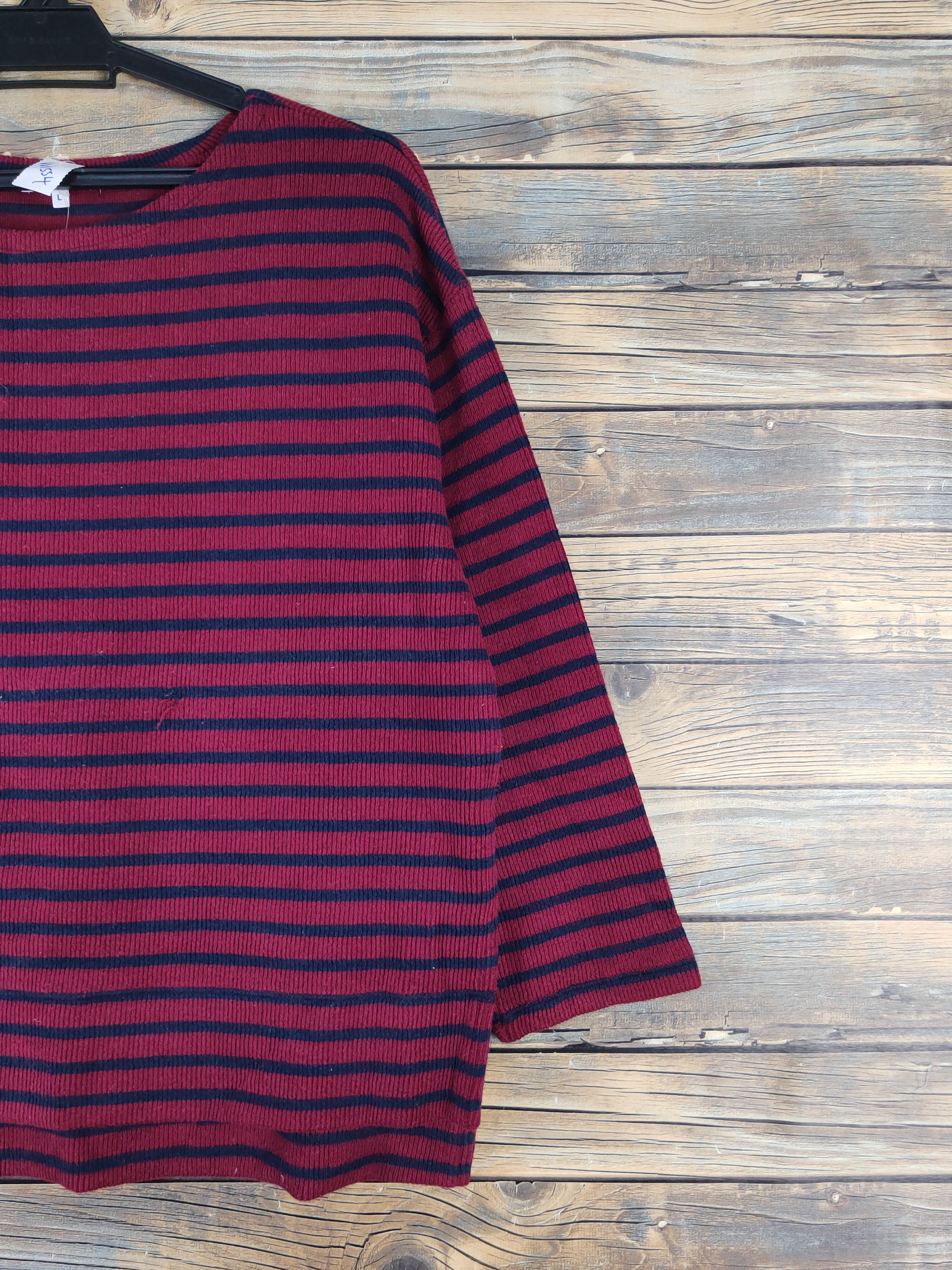 Global Work × Japanese Brand Global Work Navy Red stripe Knitwear Sweatshirts #W1554 Size L / US 10 / IT 46 - 6 Thumbnail