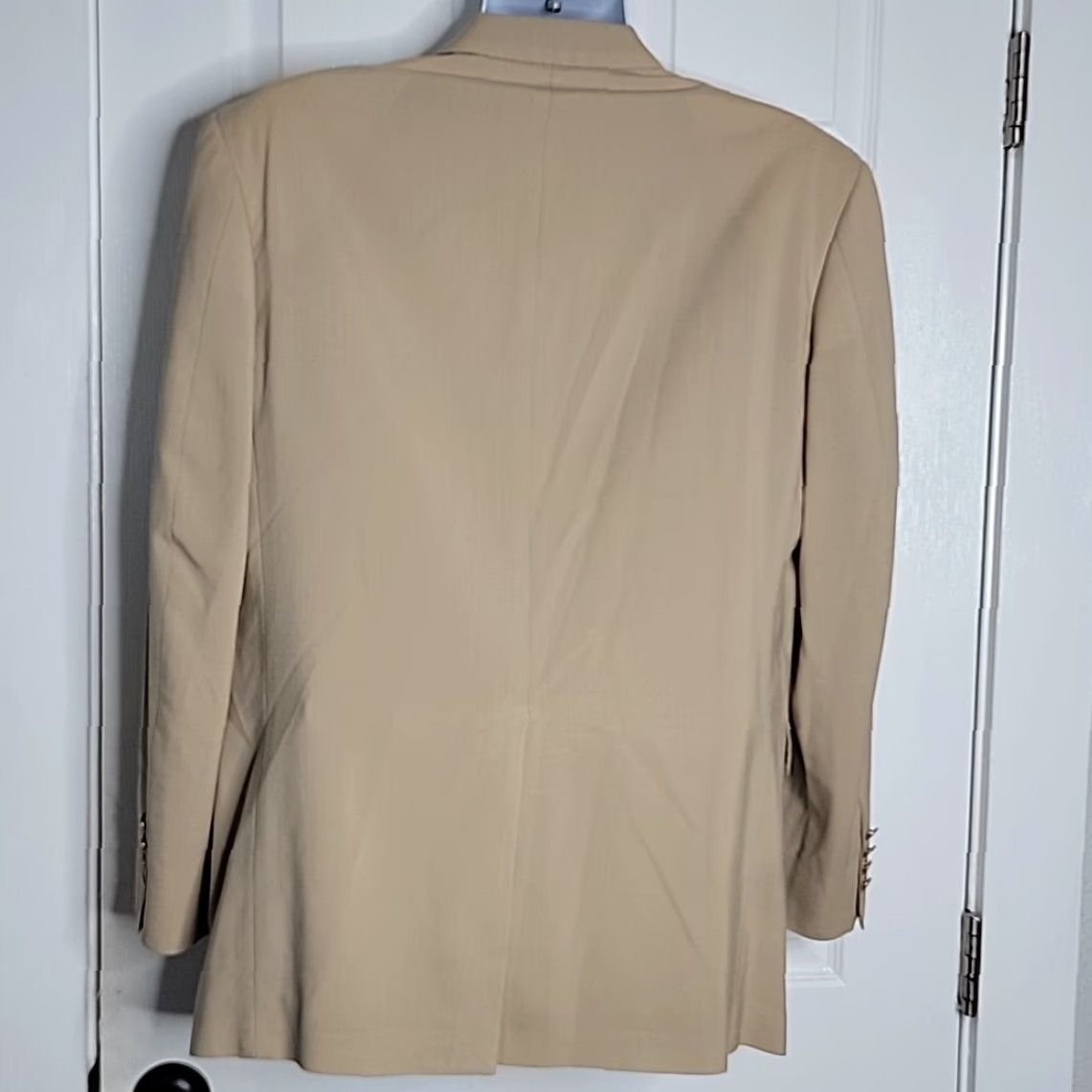 VINTAGE Lands' End Wool 2 Button Blazer Jacket Sz 39R Beige Lined