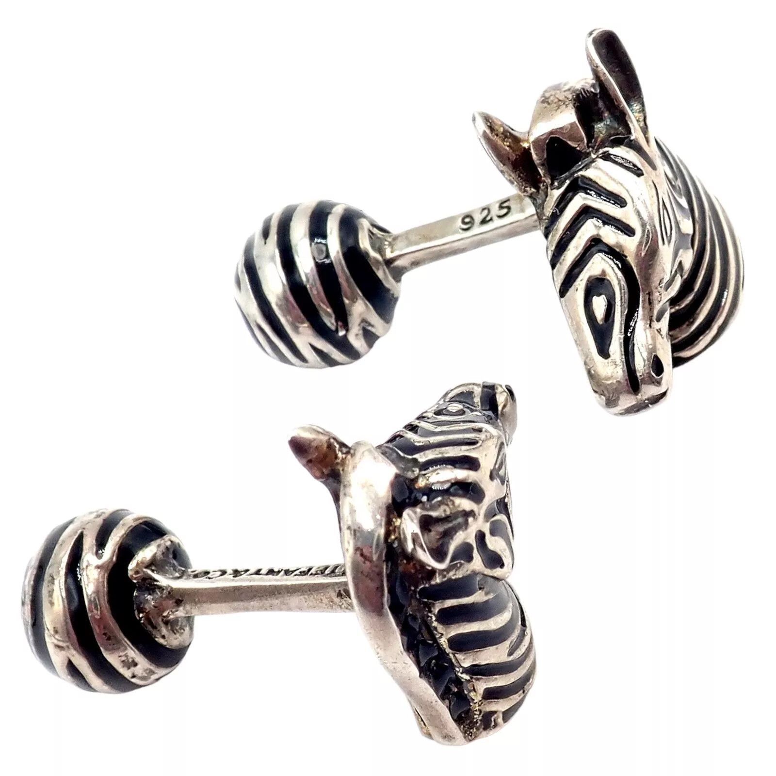 Tiffany & Co. Silver Black Enamel Zebra Cufflinks Size ONE SIZE - 4 Thumbnail