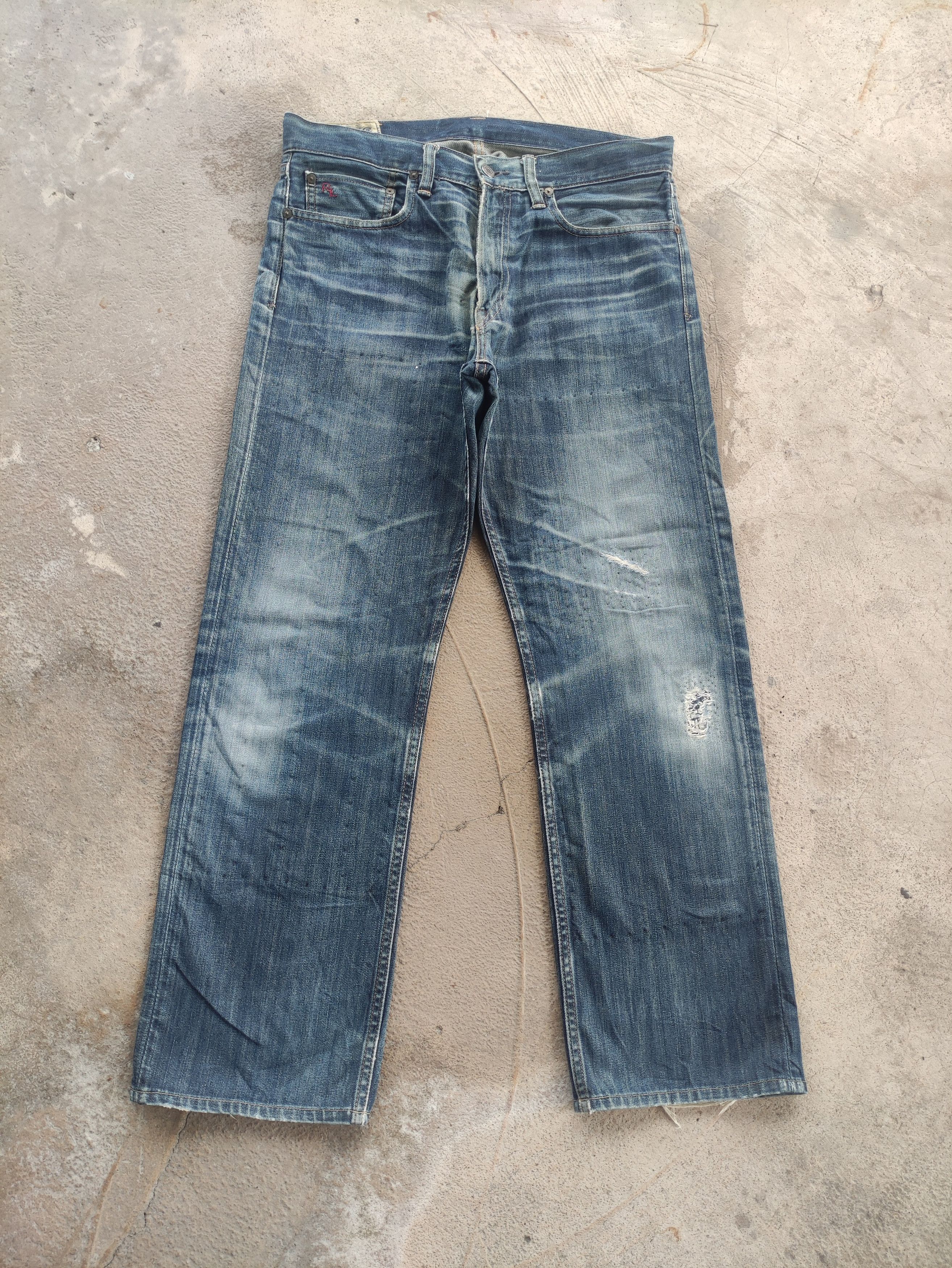 Polo Ralph Lauren Vintage Polo Ralph Lauren Selvedge Distressed Faded Denim Size US 35 - 1 Thumbnail